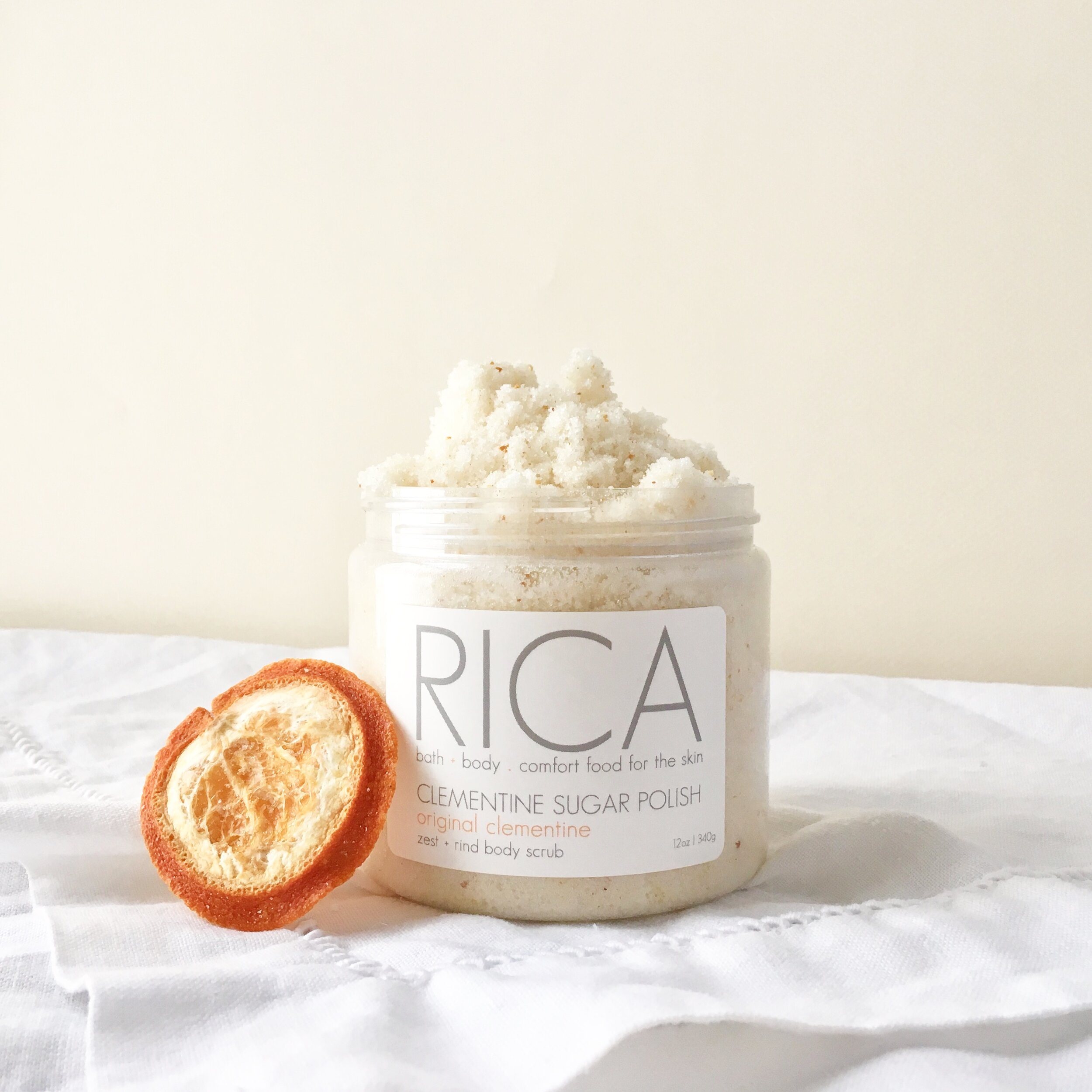 RICA bath + body Clementine Sugar Polish Sans Lid with Slice.JPG