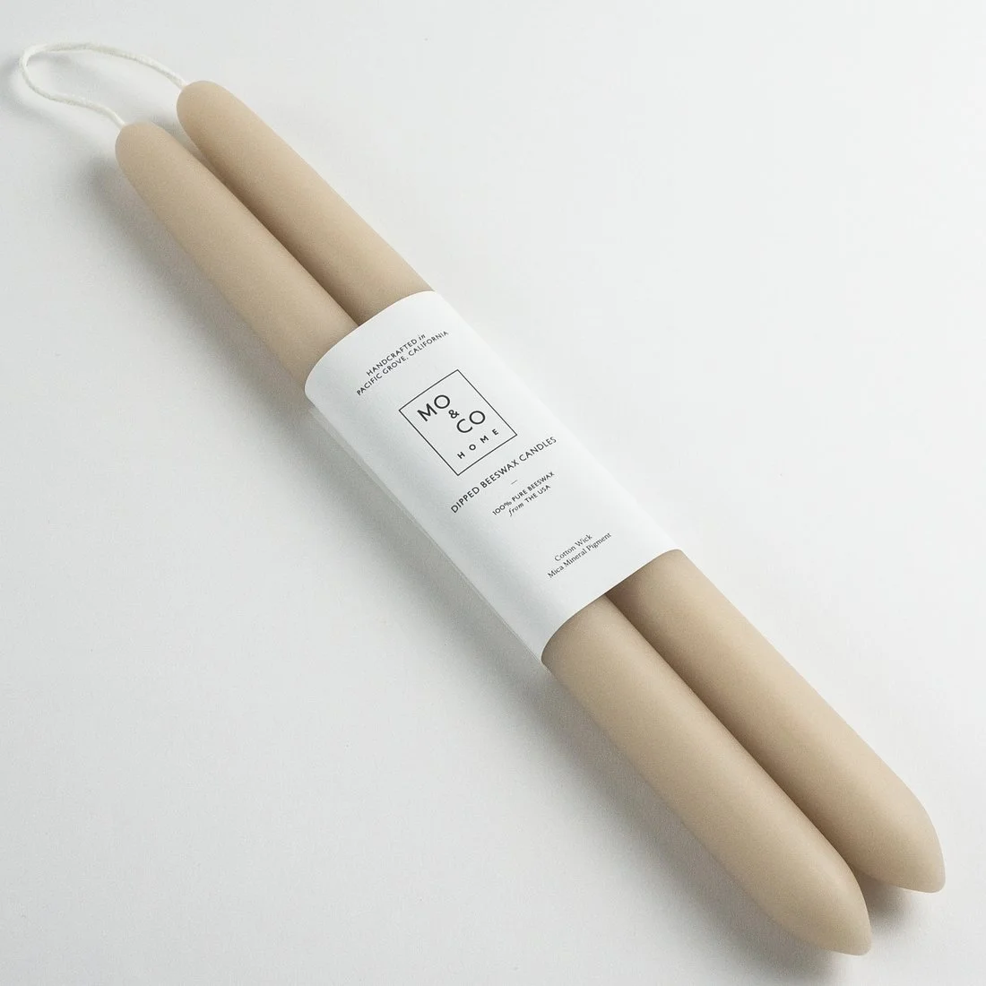 RICA bath and body beige beeswax taper candles