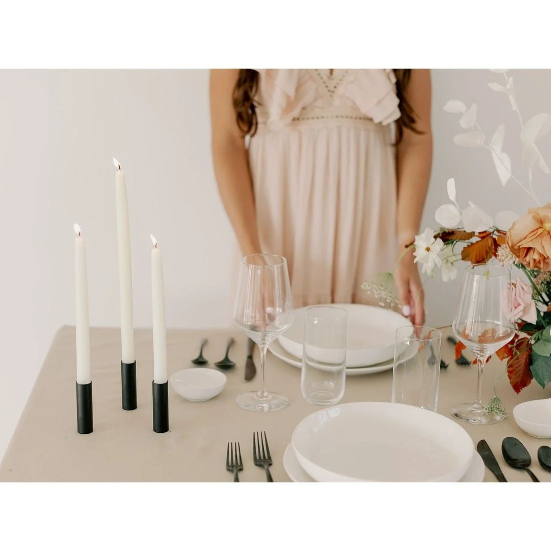 RICA bath and body great beeswax taper candles table setting