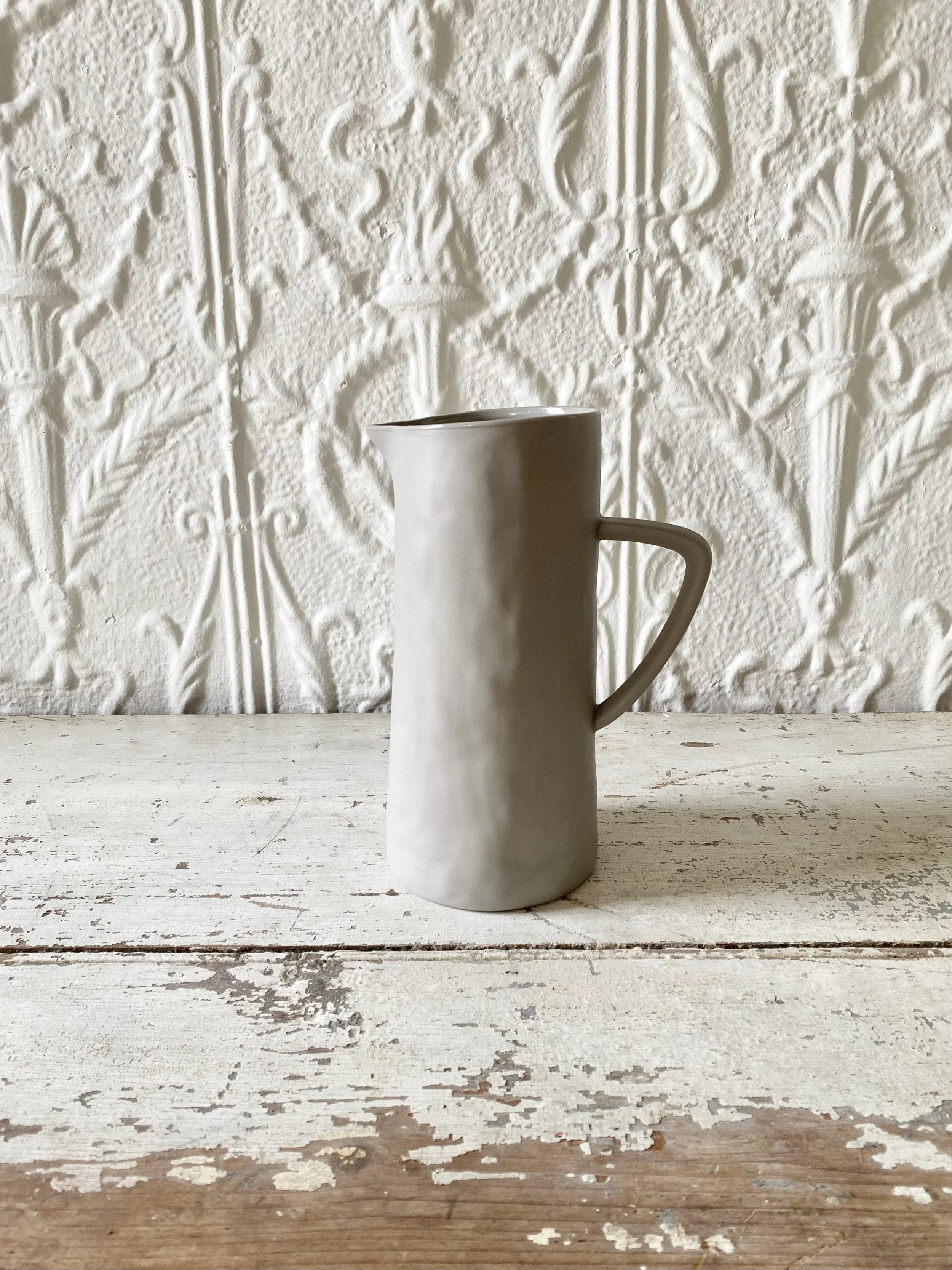 rica bath and body slate grey ceramic mug set and pitcher beach bungalow coastal farmhouse decor