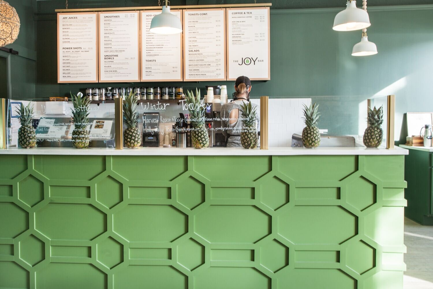 Unique restaurant counter design by Two Hands Interiors in Glen Ellyn