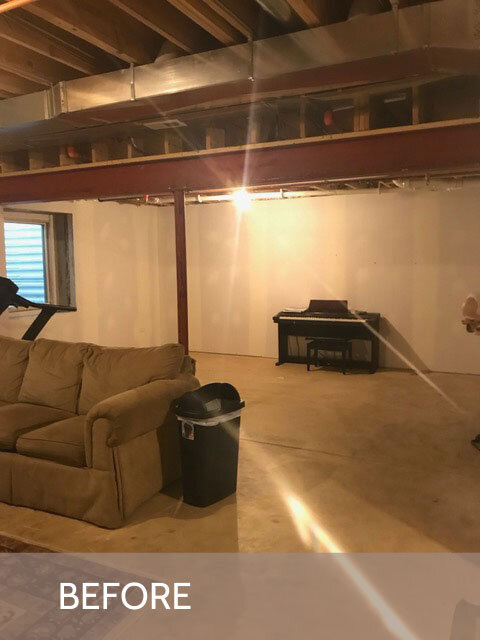 An Unfinished Basement Turned Hostess, How To Clean Up Unfinished Basement Floor