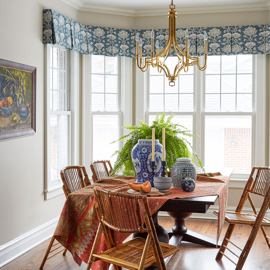 Breakfast nook with Mykonos chandelier