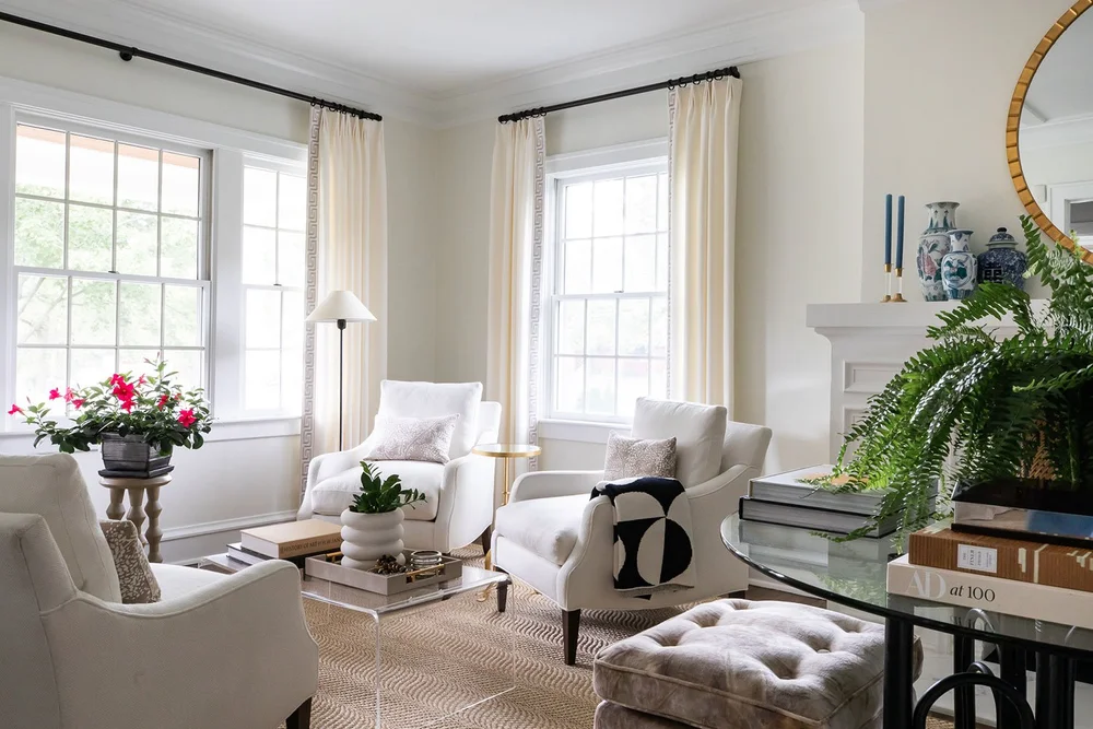 REIMAGINED HINSDALE LIVING ROOM — Two Hands Interiors