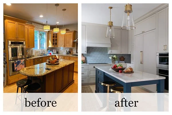 A Client’s Kitchen, Bar and Living Room is a Study in Blue