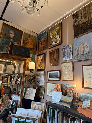 walls covered in paintings