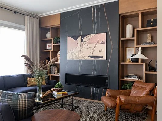 family room built in bookcase