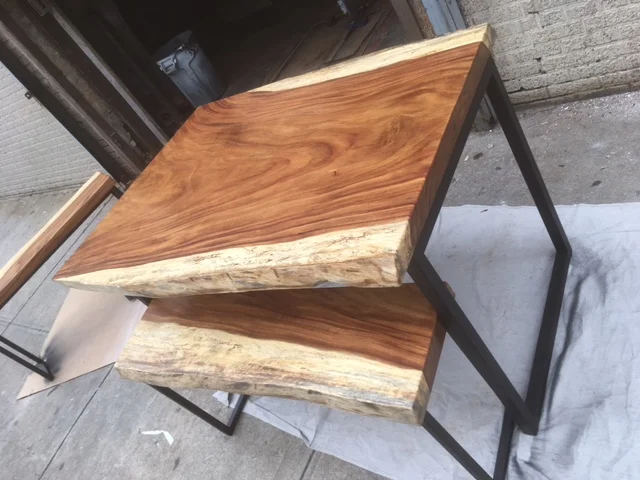 Live Edge Slab Table with benches