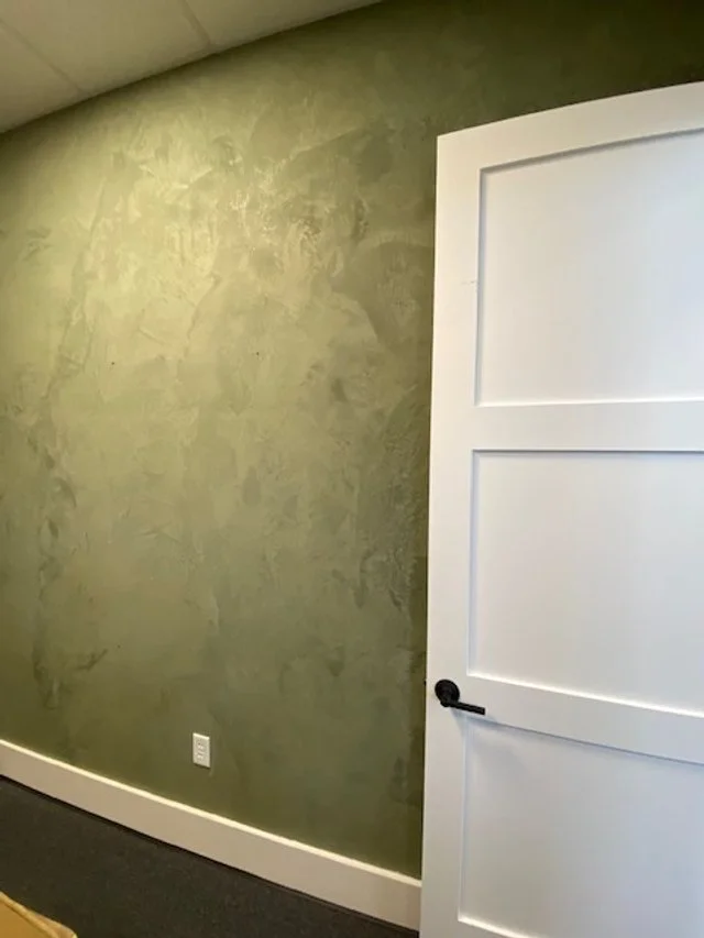 Office walls- green plaster finish
