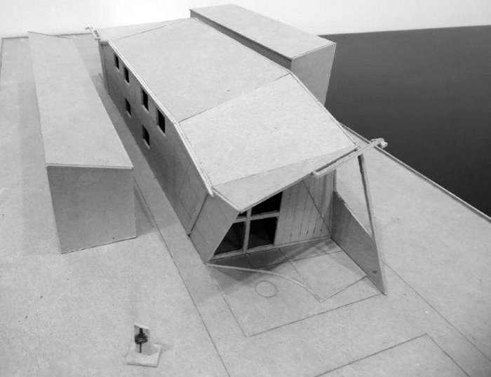 MODEL STUDY: looking SE from rear yard, above