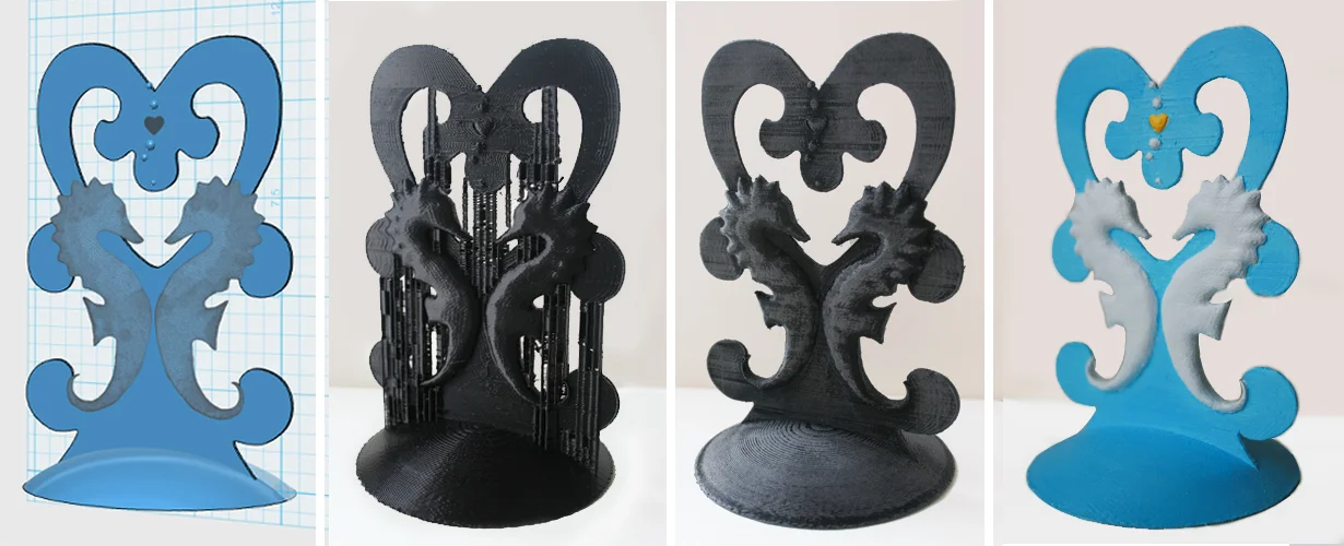 3D Model, Process Stages, Finished Piece