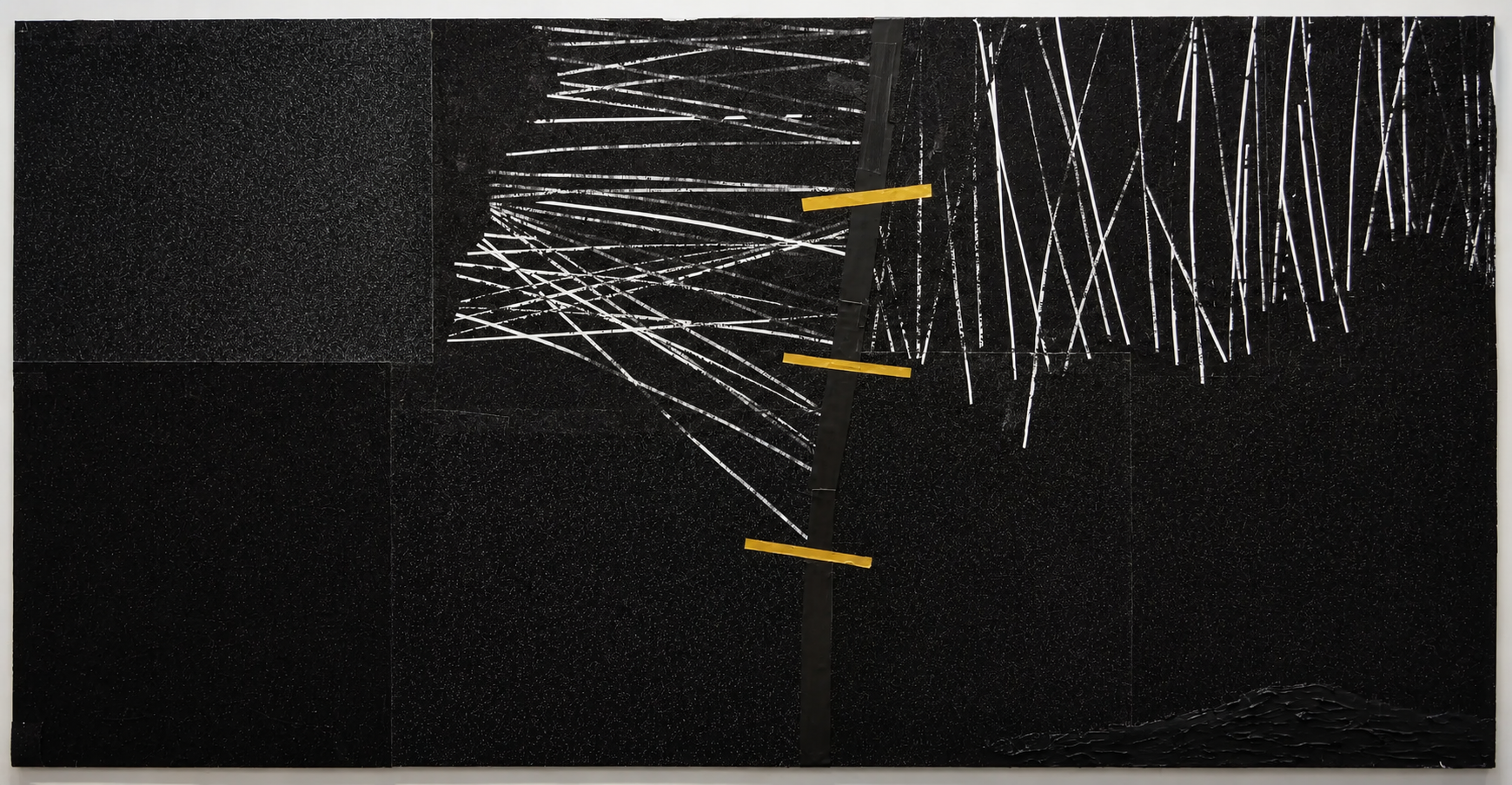 BrokenDarkness_96x48_GlitteredpaperDuctTapeWhiteoutCorrectionAcrylicpaint_KohlKing.png