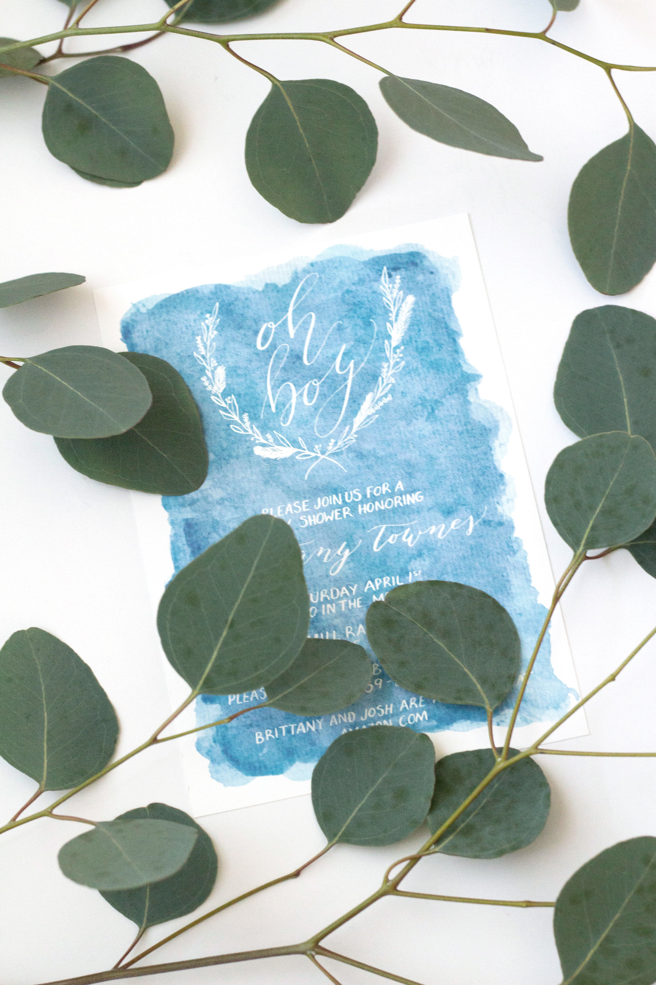 Invitation featuring watercolor & modern calligraphy | True North Paper Co.