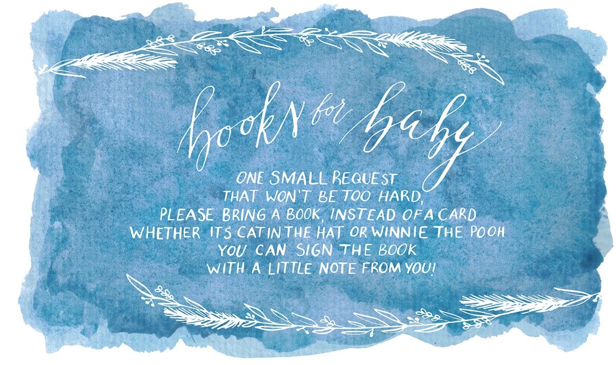 Modern Calligraphy Baby Shower Insert - Books for Baby instead of Cards | True North Paper Co.