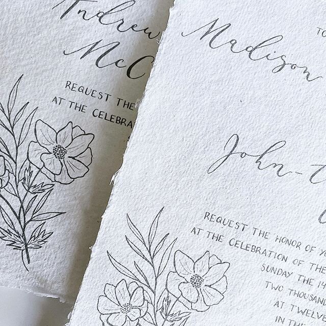 Floral illustrations + handmade paper + calligraphy ✨