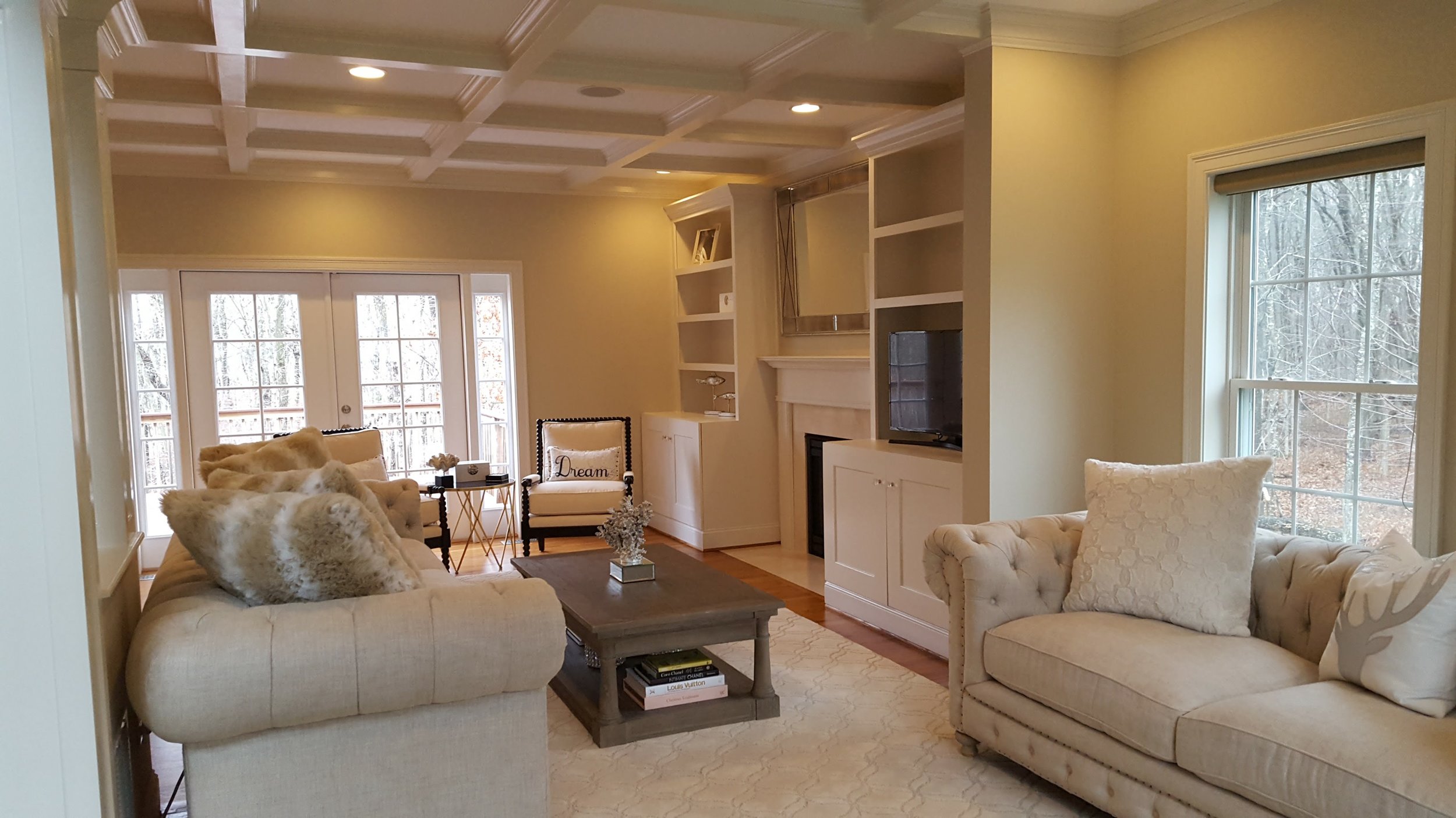 Custom carpentry, built ins, columns, and coffered ceilings in East Lyme CT | Shaw Remodeling
