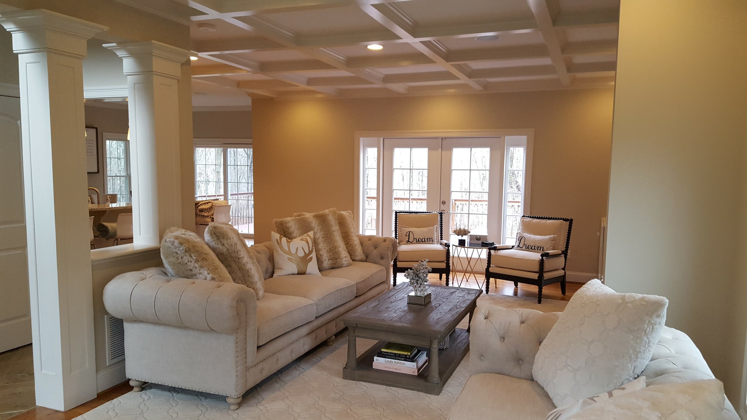 Custom carpentry, built ins, columns, and coffered ceilings in East Lyme CT | Shaw Remodeling