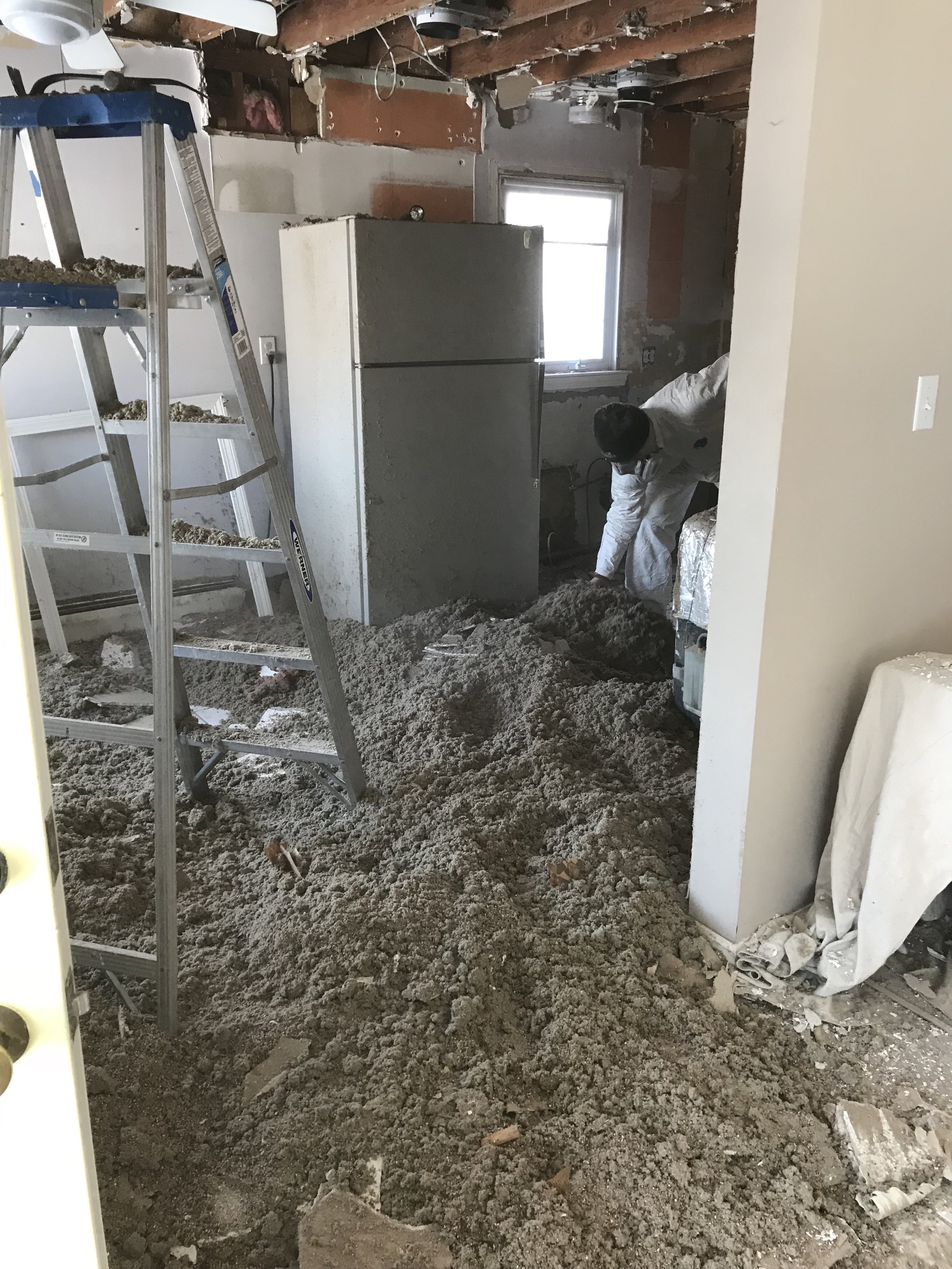  This first floor remodel includes kitchen, living room, and bathroom renovations. The overall project includes demo, framing, installing new insulation, drywall, priming/painting, installing new floors and doors, brand new cabinets and countertops, 