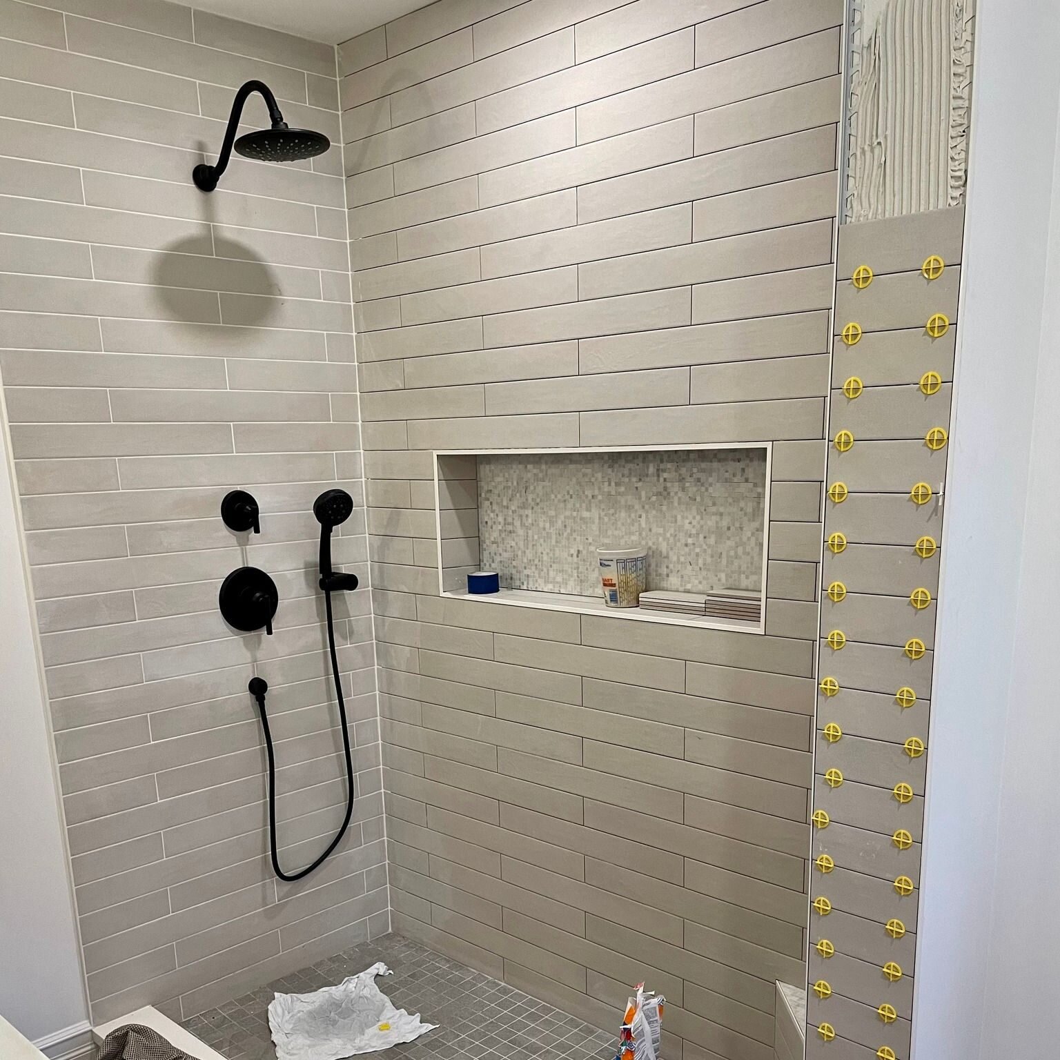 Sneak peek of this beautiful bathroom transformation #remodeling #tilework  #niantic #bathroom #bathroomideas #tiledesign