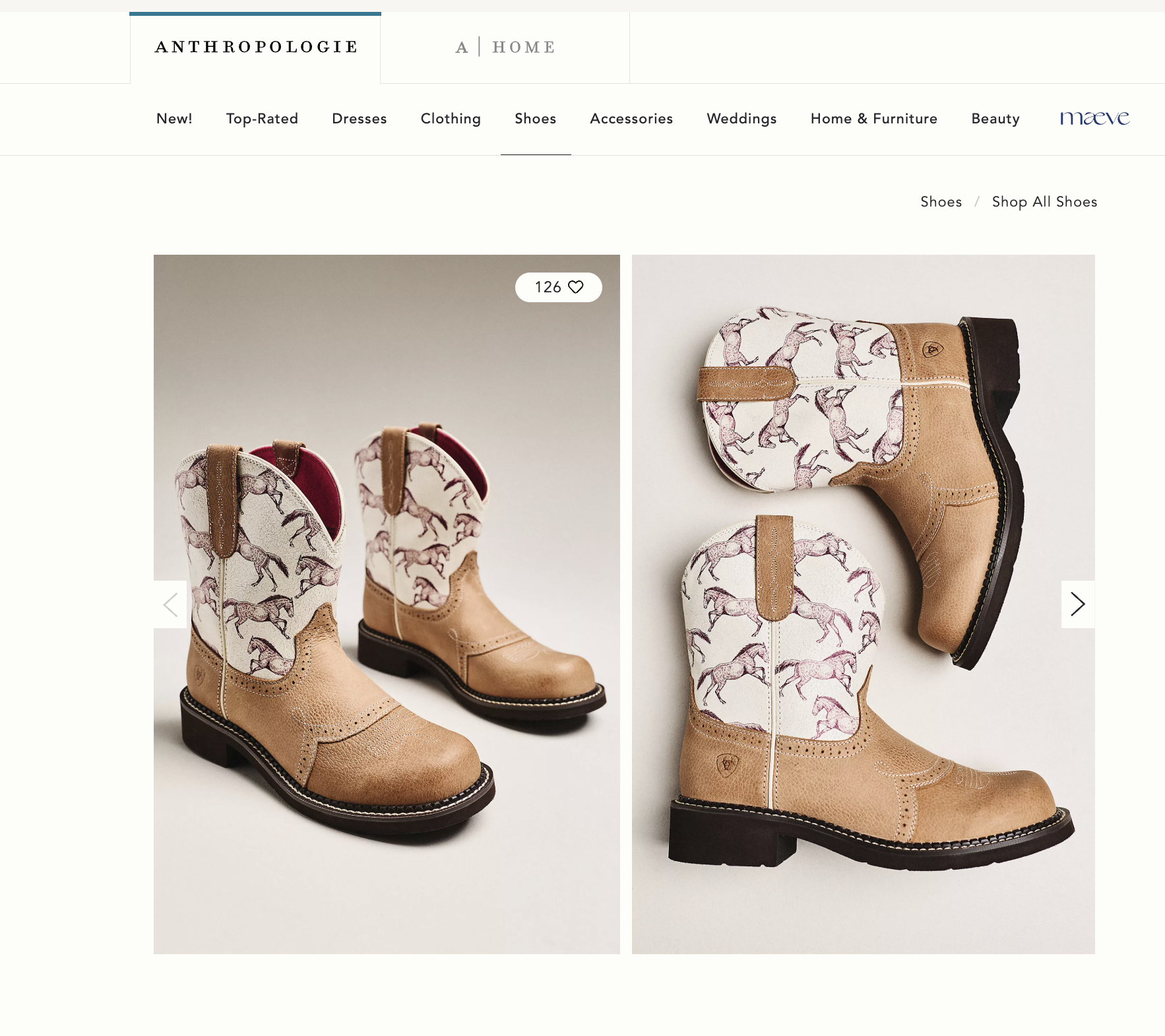  Ariat Fatbaby with Gallop print, available on the Anthropologie website, S/S 26 