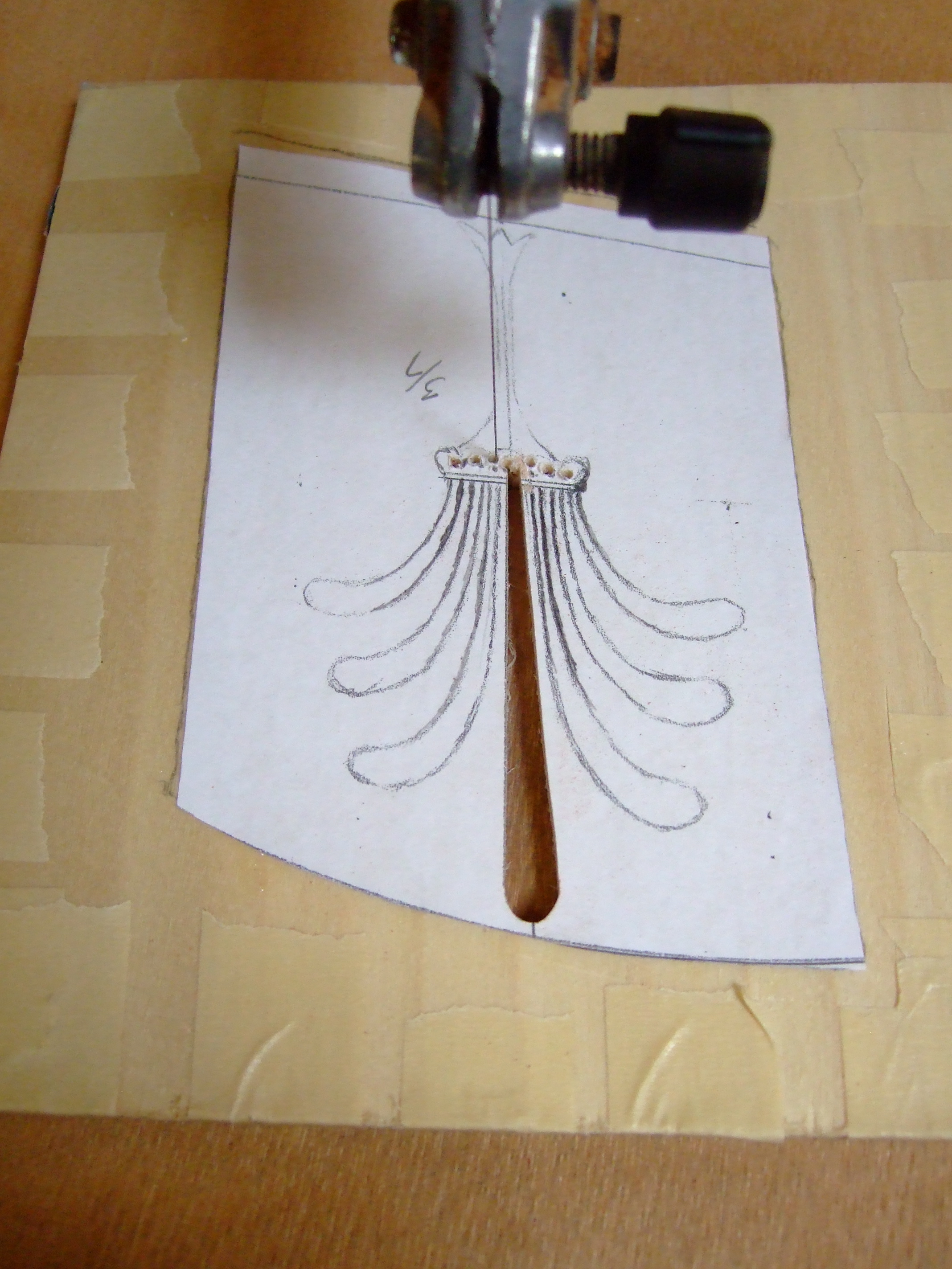 Cutting the palmette detail for the perimeter.