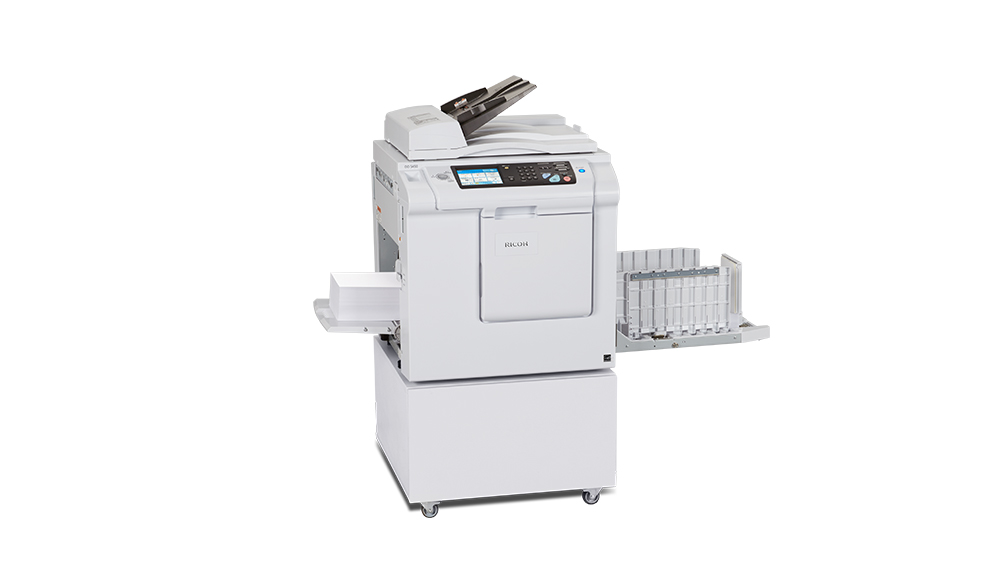 Copy or pring at 150 prints per minute with Ricoh South Pacific's digital duplicator print solutions.