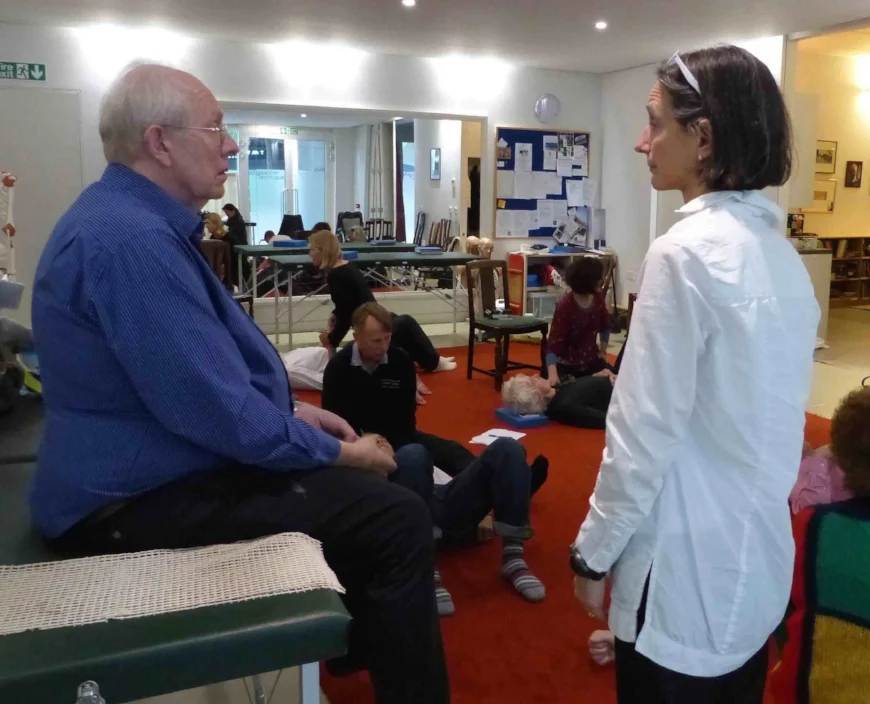 The Poise Project® Executive Director, Monika Gross, teaching some ease of sitting balance at workshop at the Constructive Teaching Centre, London, October 2016.