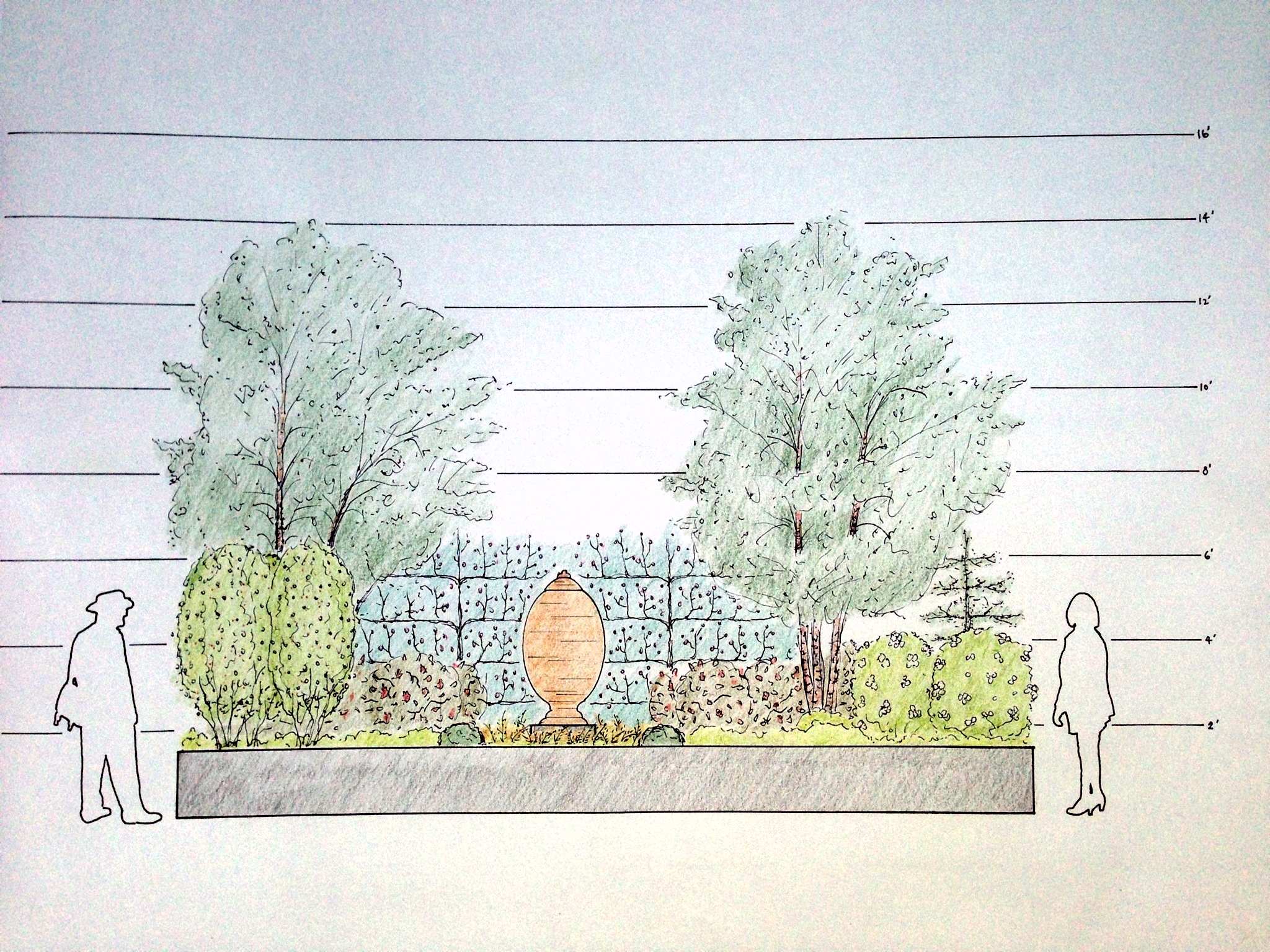  In keeping with the show theme, "Seeds of Change", sustainability featured in innovative use of materials, including weathered steel retaining walls to maximize planting bed volume, and a sunken patio paved with porcelain tile concealing a rainwater