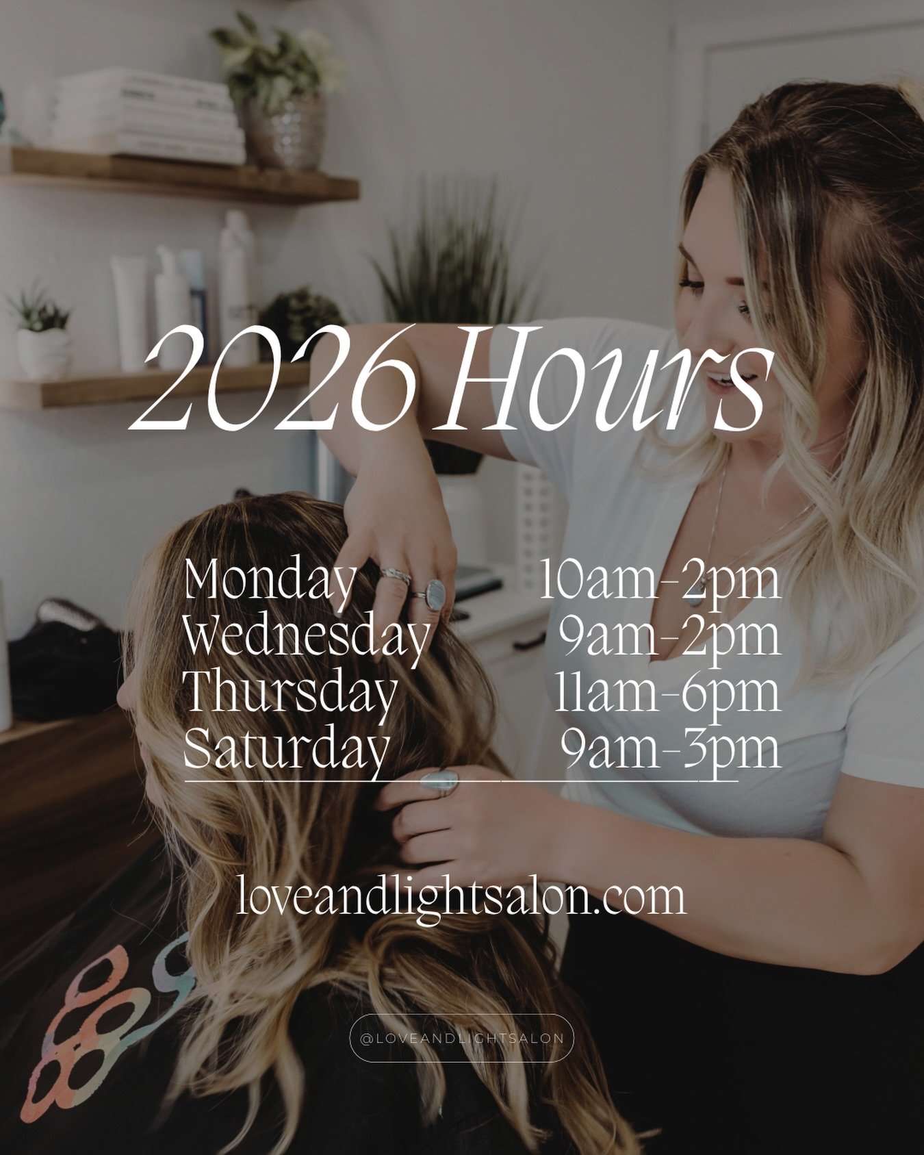 2026 hours are officially set ✨

This schedule allows me to stay fully present, creative, and rested &mdash; so every appointment feels intentional and unrushed.

Thank you for growing with me, trusting me, and making this space feel like home. 🤍

E