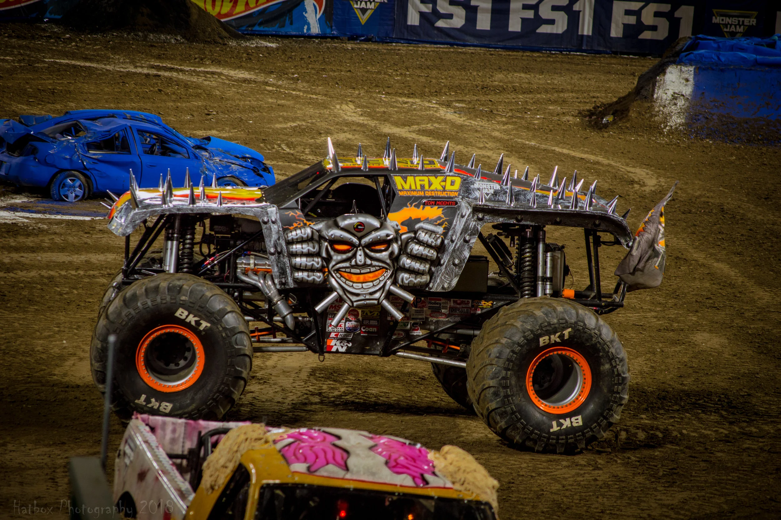 Max-D driven by Tom Meents. The most decorated truck on the circuit, Tom has won the racing title no less than 6 times and claimed the freestyle title 5 times at the World Finals in Vegas. Tom is the only driver to win both the racing title and freestyle title at the World Finals in the same year. 