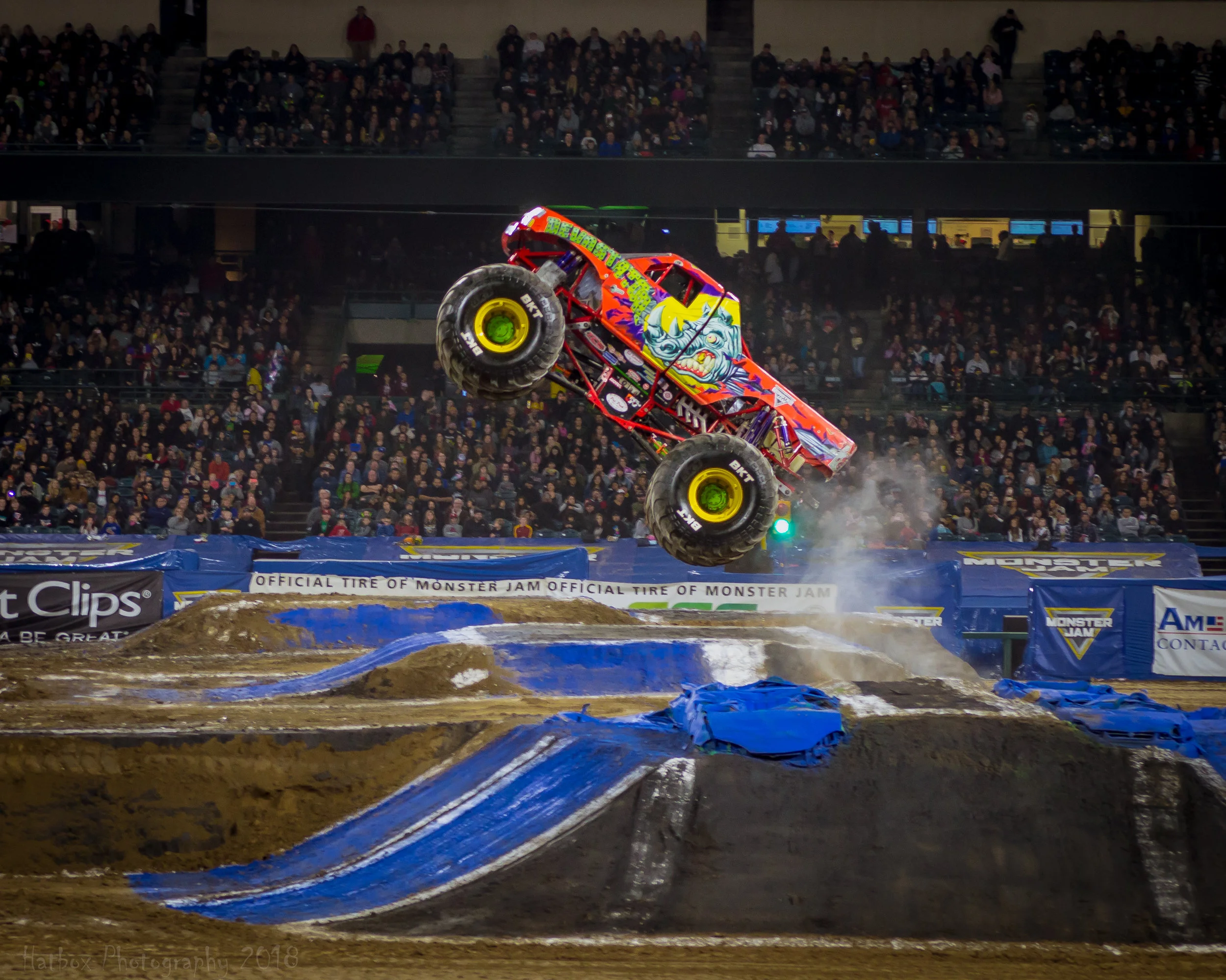 Devastator driven by Aaron Basl is a truck that has been around for years and has had some success on the Monster Jam circuit. In Anaheim, Devastator lost in round 2 to Max-D during the racing portion of the event. The two wheel event and freestyle weren't very kind to Aaron either, but sometimes that's the way events go. No doubt he will bounce back and finish the season strong. 