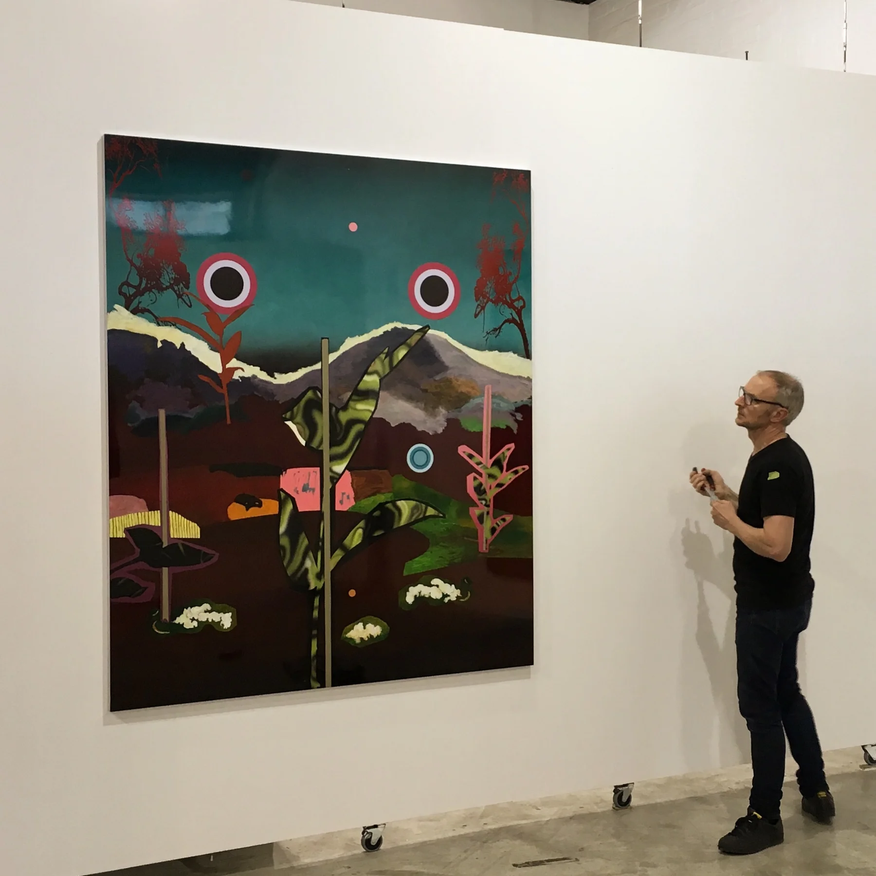 Dave installing 'I Read Day of the Triffids When I Lived in England (and now I live in Tasmania)', 2016, at This Is No Fantasy, Melbourne http://thisisnofantasy.com
