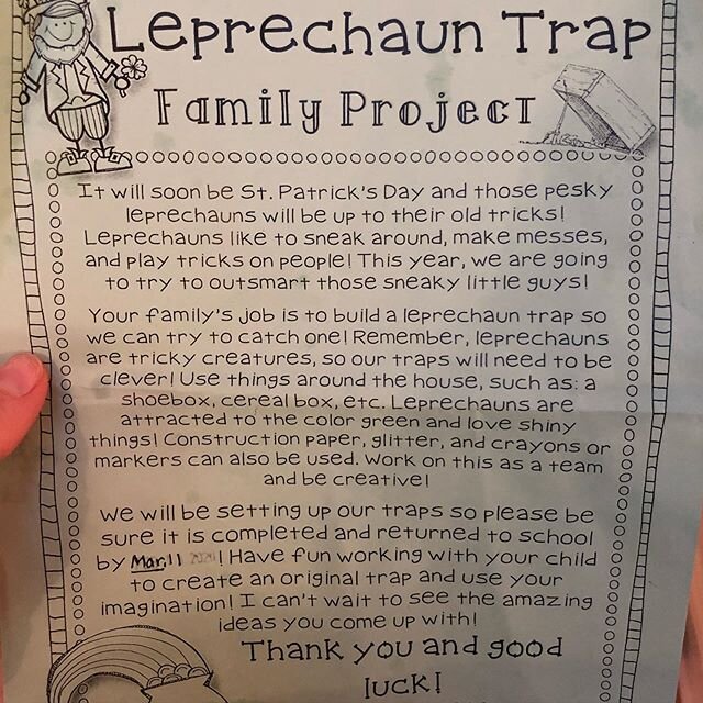 We will be bringing you family projects while we are all home. First up! This weekend we challenge you to make Leprechaun Traps! Using what you have around the house, scheme up a fun leprechaun trap. Report back on Monday in a community thread in you
