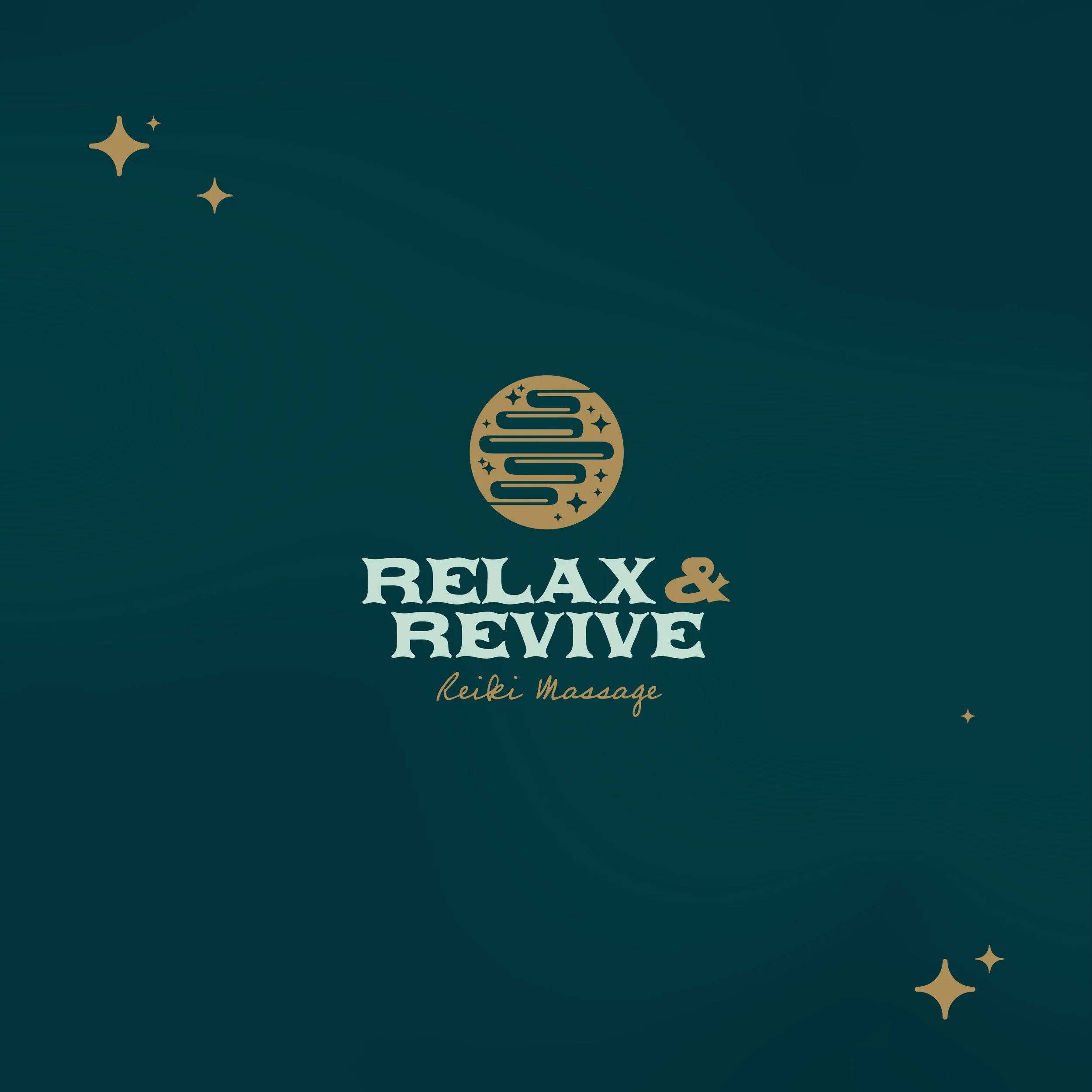 logo illustration design for Relax & Revive Reiki Massage business based out of Hot Springs Montana