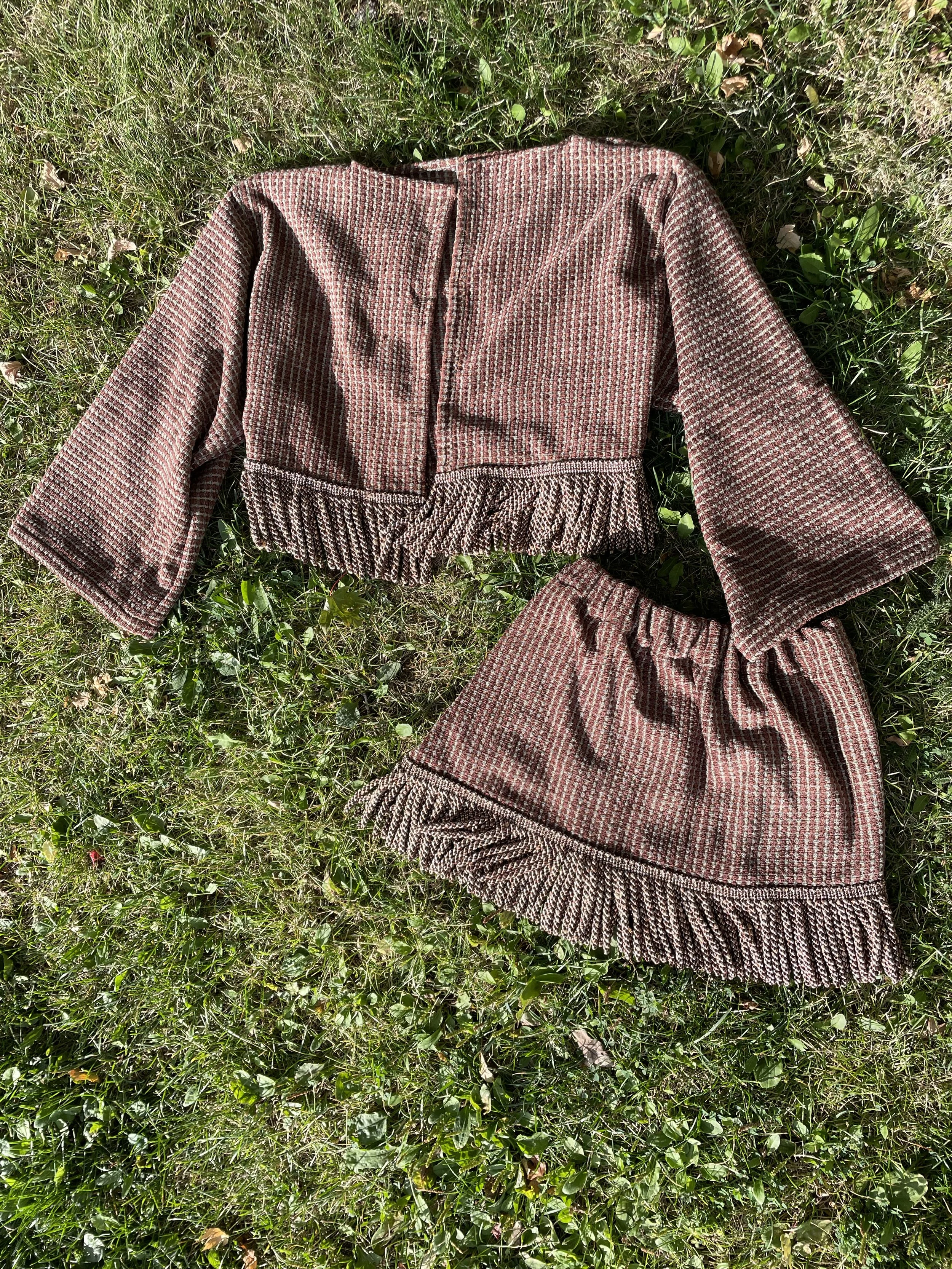 Luxuriously Heavy Fringed Jacket+Skirt Set