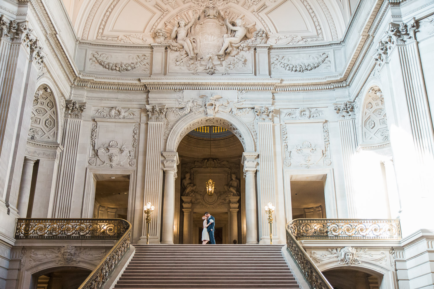 San Francisco California City Hall stairs rotunda wedding portraits