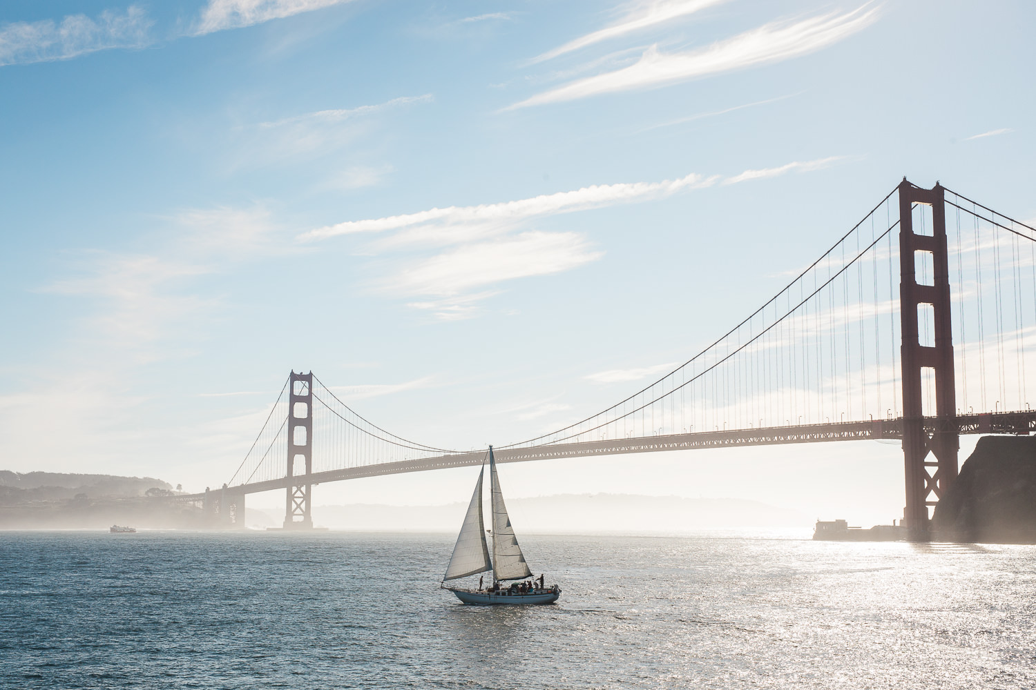 San Francisco Harbor Golden Gate Bridge Sailboat photo