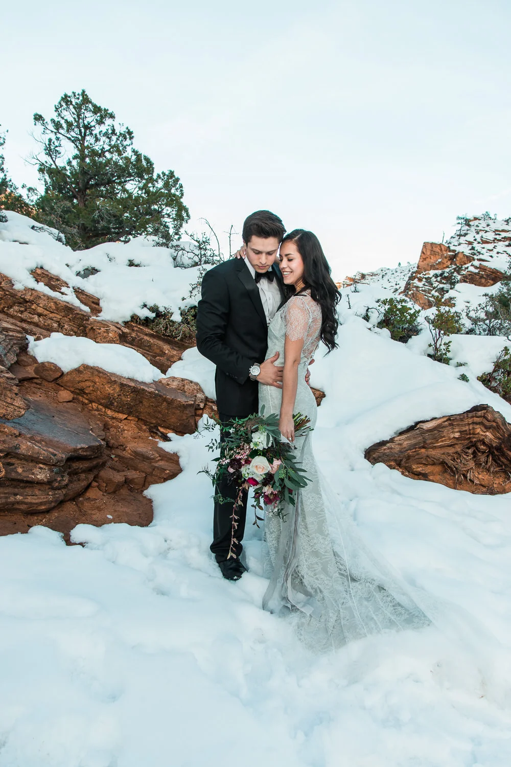 Husband and wife team elopement photographers Zion National Park Utah