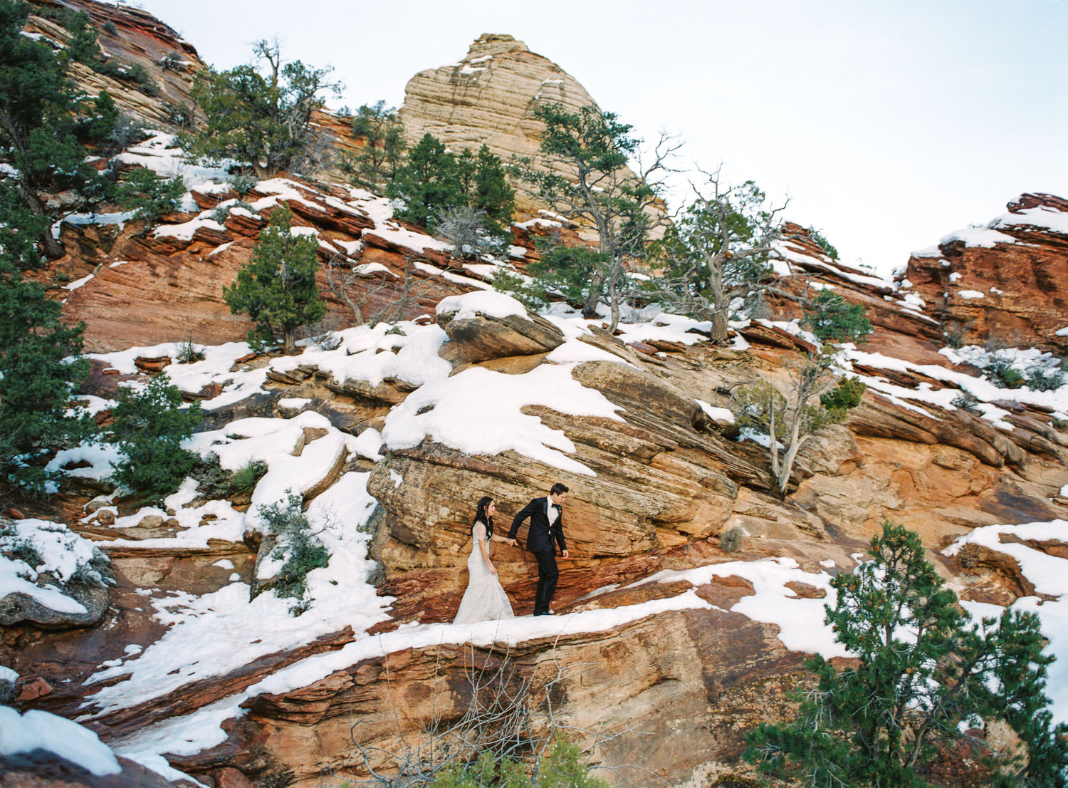 Canyon Overlook Trail Zion National Park real film elopement photographer Fuji 400h