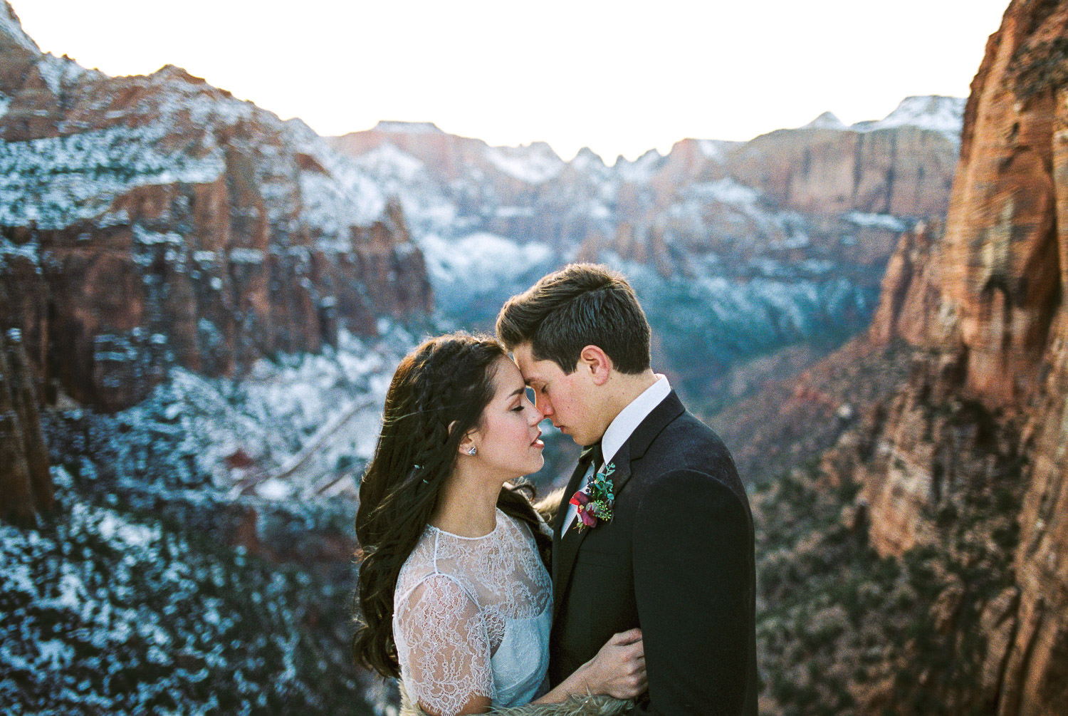 Adventure elopement film photographers Zion National Park Fuji 400h