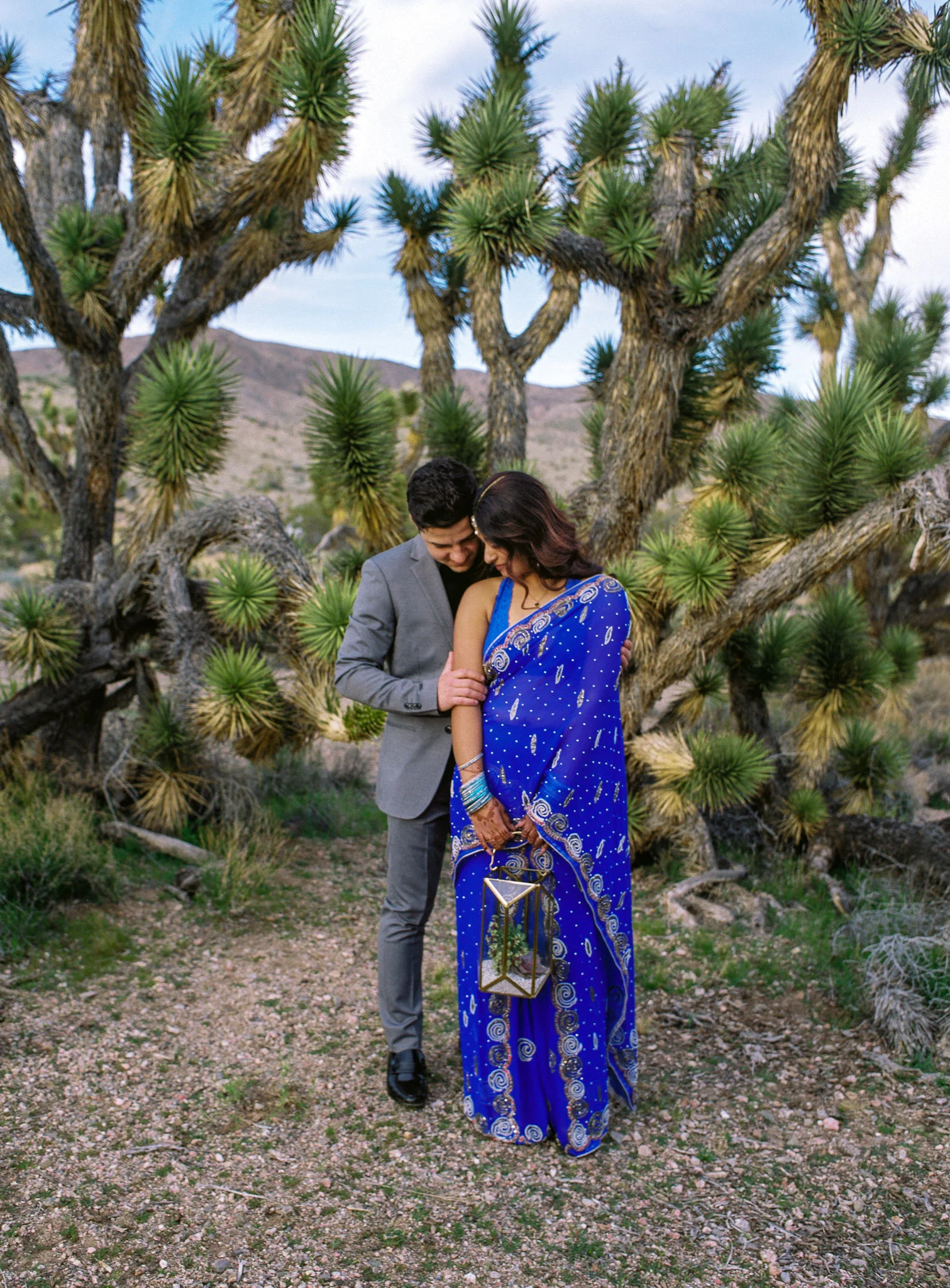 Succulent terrarium bouquet by Bloomers Utah Desert elopement