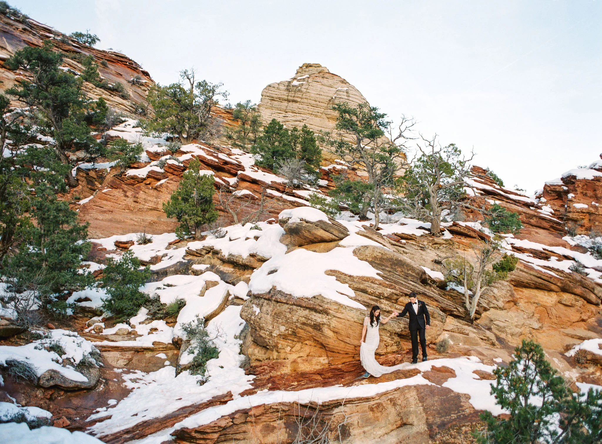 Epic Red Rock winter elopement Zion National Park