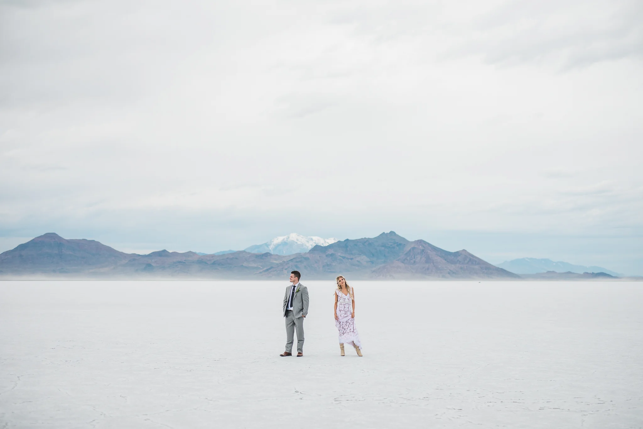 Bonneville Salt Flats Trendy Couple Wedding Bridals Utah Photographer