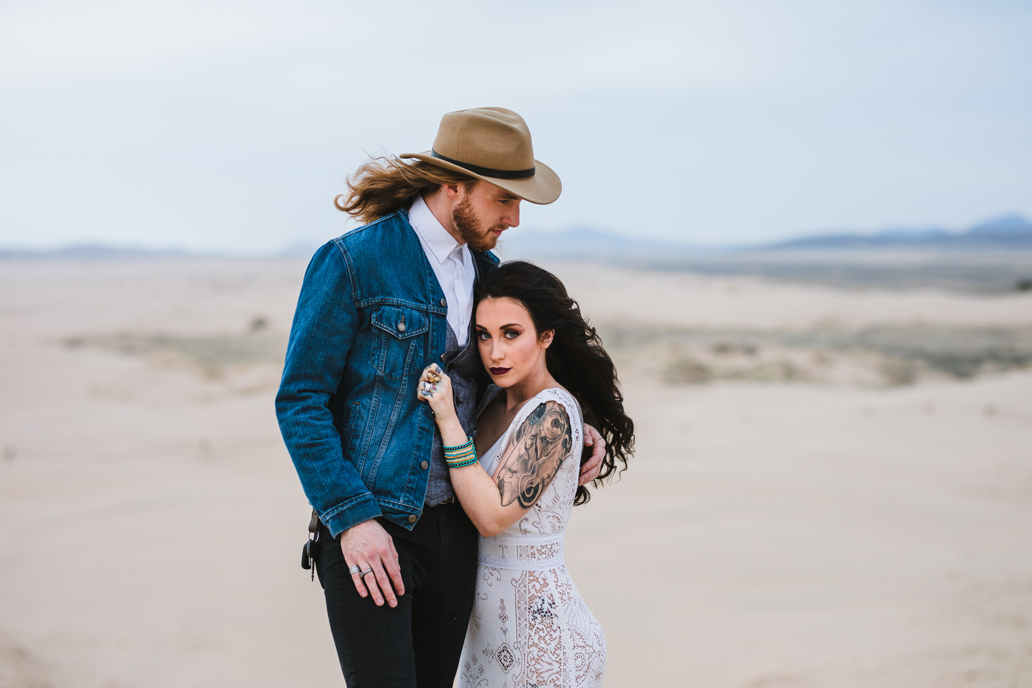 Bonnie and Clyde bride and groom Sand Dunes Eureka Utah