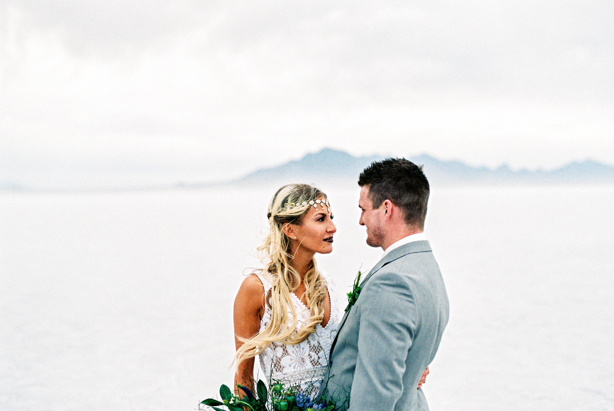 Fine Art film utah elopement photographers Bonneville Salt Flats