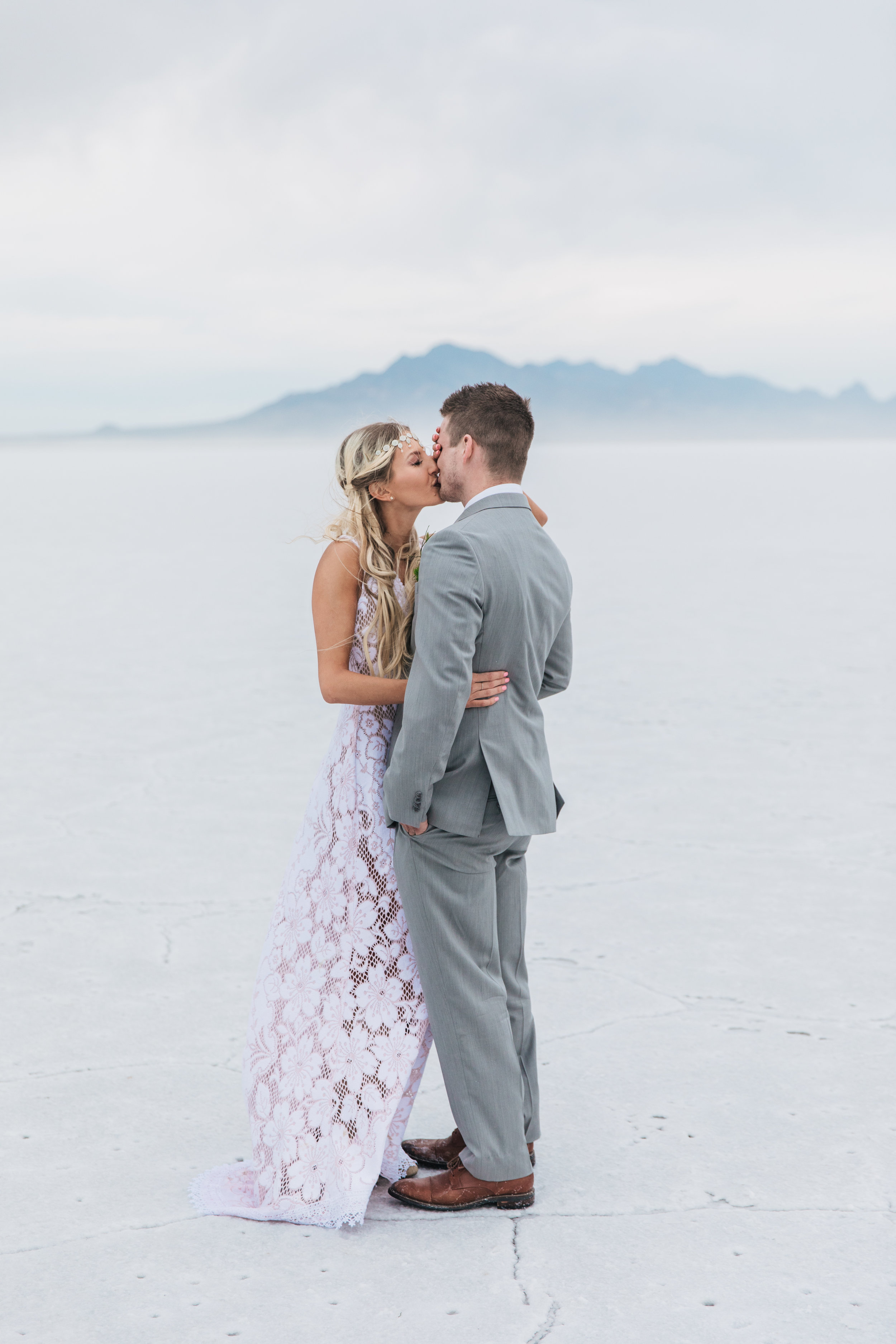 Fine art adventure wedding photographers Bonneville Salt Flats