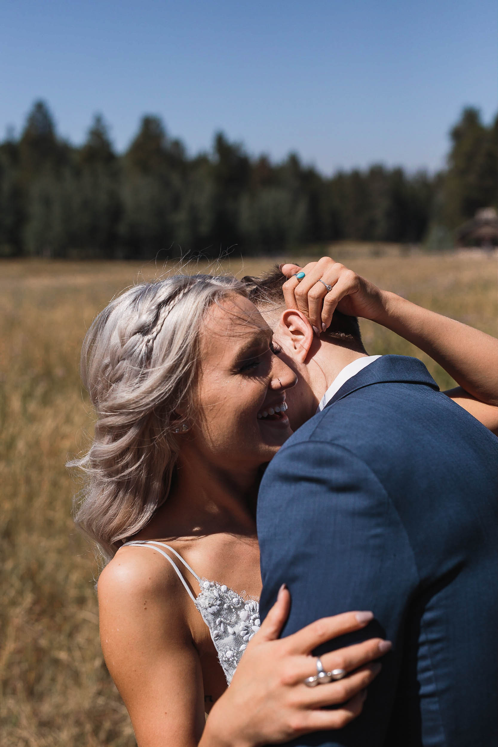 Intimate wedding portraits at high noon in Wyoming