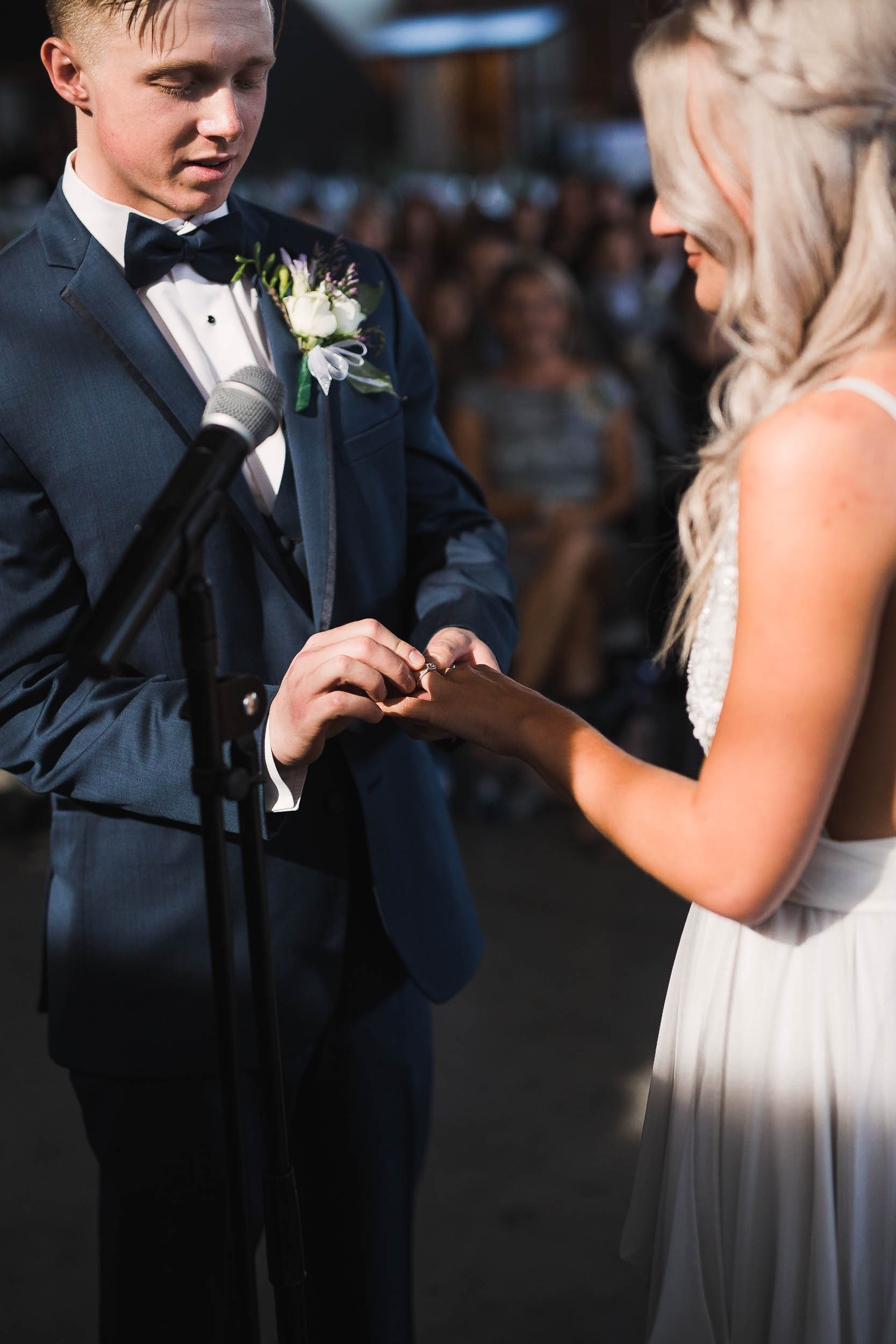 Exchanging rings Casper Wyoming Industrial Wedding