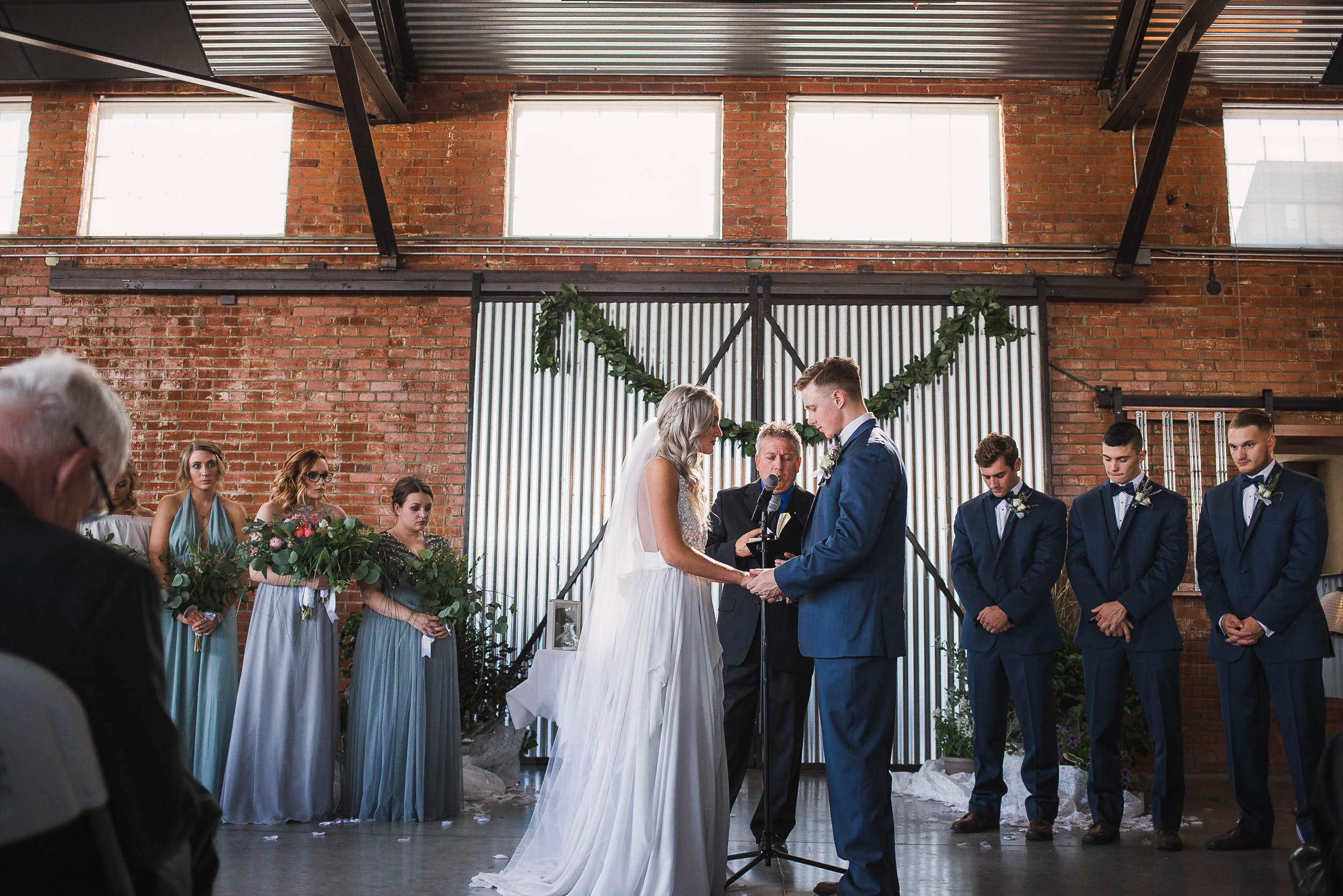Industrial old hangar wedding ceremony