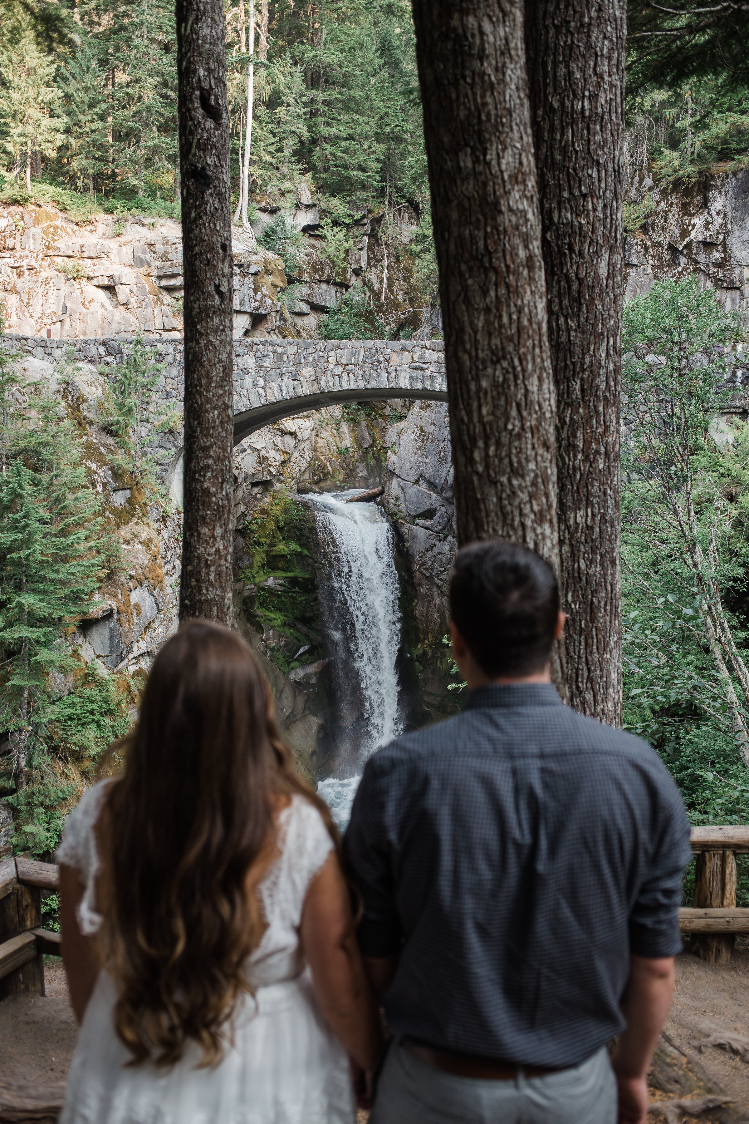 Waterfall Bride Groom Portrait Mountains